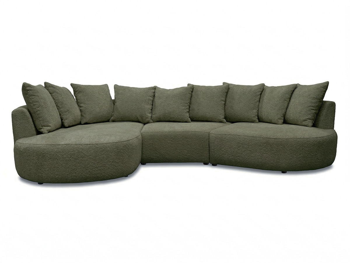 Bobochic Calypso Ecksofa Bouclé-Stoff Grün Ecke links
