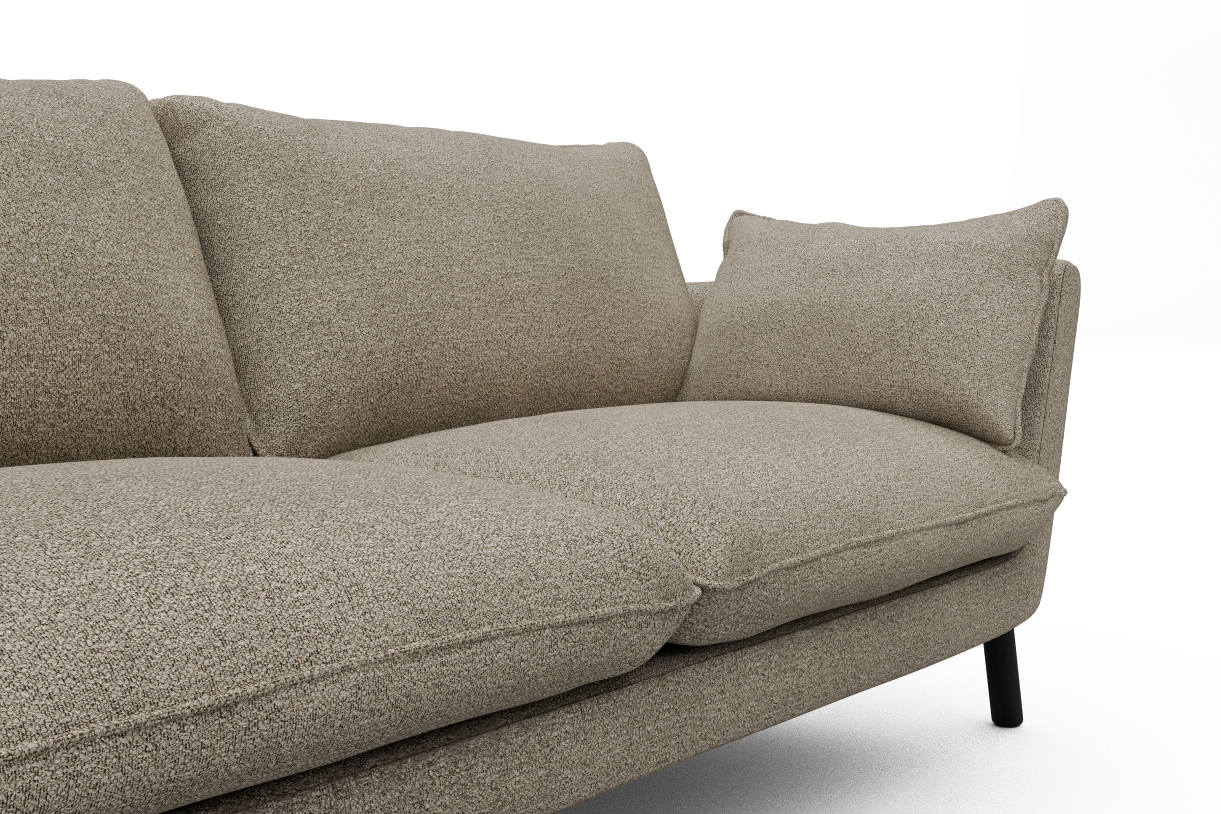 Sofa Emil 2-Sitzer Beinfarbe Eiche Schwarz Boucle-Beige