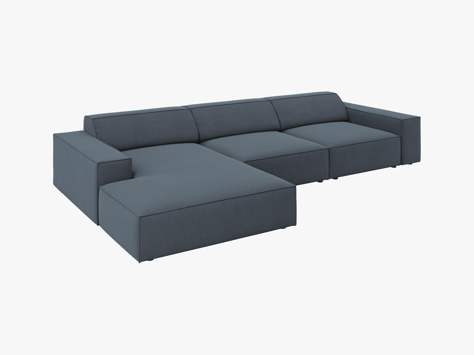 Micadoni Ecksofa Jodie 4-Sitzer Links Strukturierter Stoff Megan Blau
