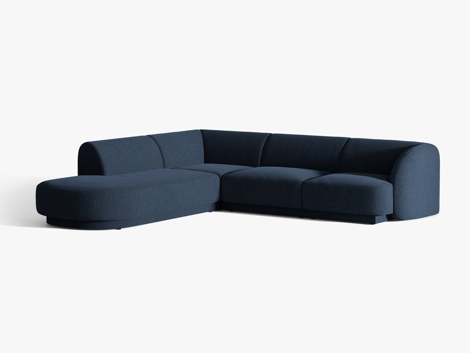 Micadoni Ecksofa Miley 6-Sitzer Links Boucle Baloo Dunkelblau