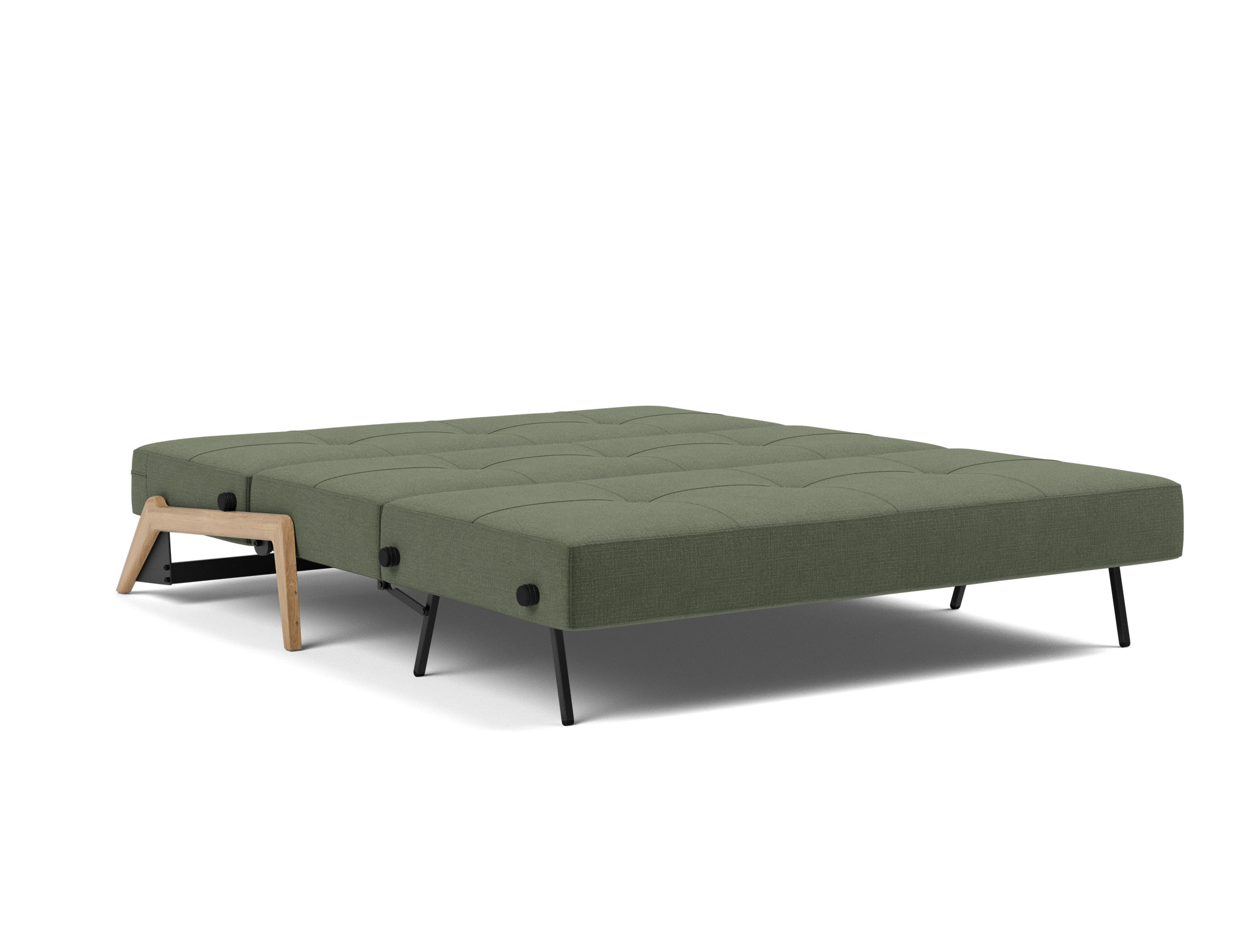 Schlafsofa Cubed 160 Chenille Esina 413-Olive-Green Beine Eiche