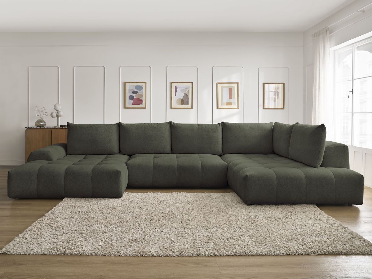 Bobochic Everest Wohnlandschaft, 6 Kissen Melange-Stoff Grün Ecke links