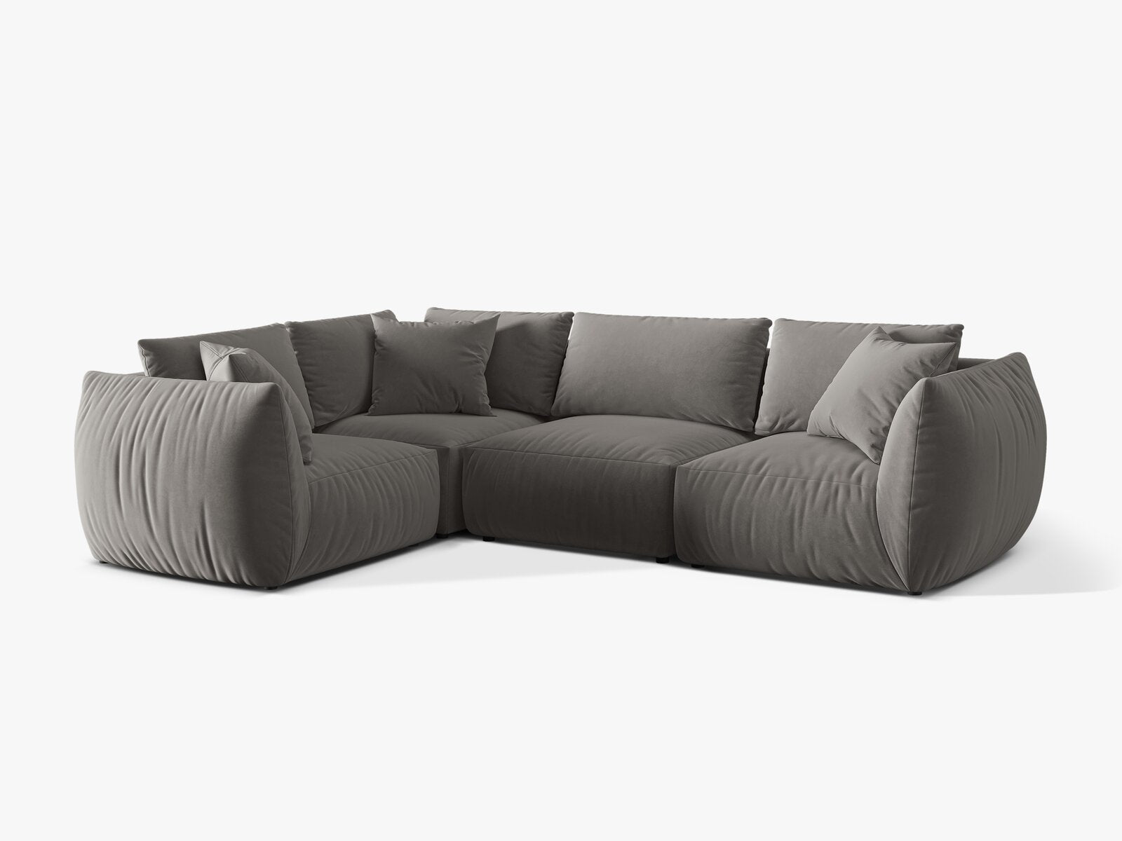 Micadoni Ecksofa Chris 4-Sitzer Links Samt Grau