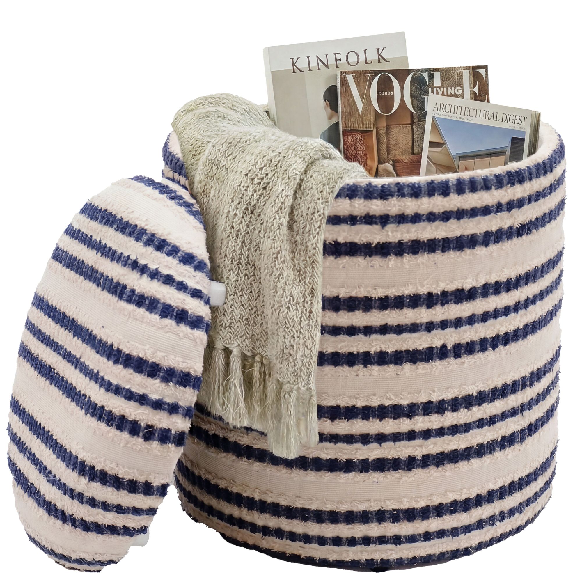 Sitzhocker Vegarshei Stoff Beige Ø 40 cm