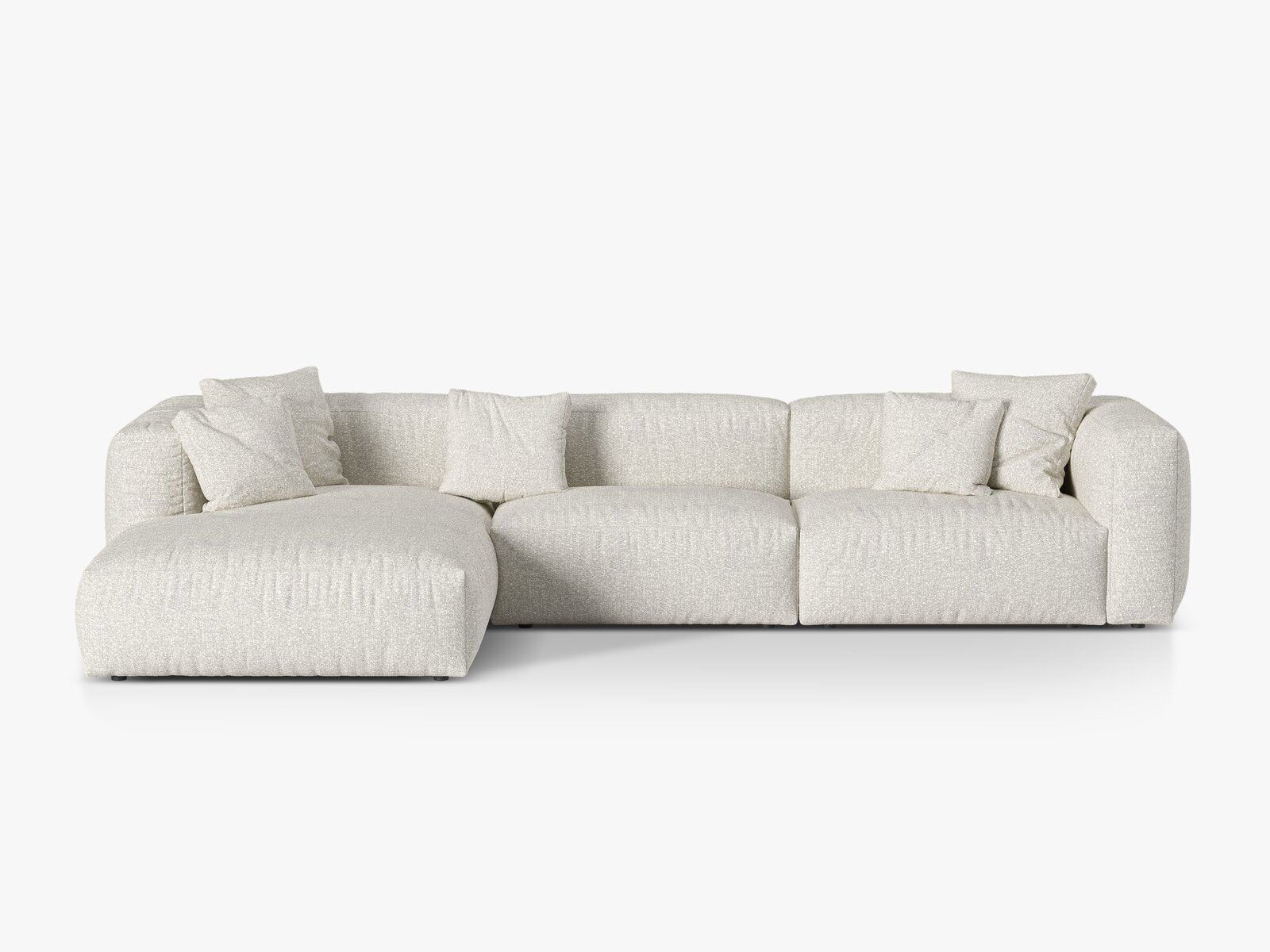 Micadoni Ecksofa Martina 3-Sitzer Links Boucle Monet Grau Beige Melange