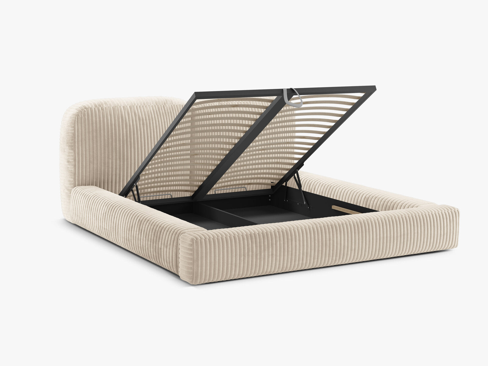 Micadoni Stauraumbett mit Kopfteil Martina Kord Tilia Helles Beige 140x200