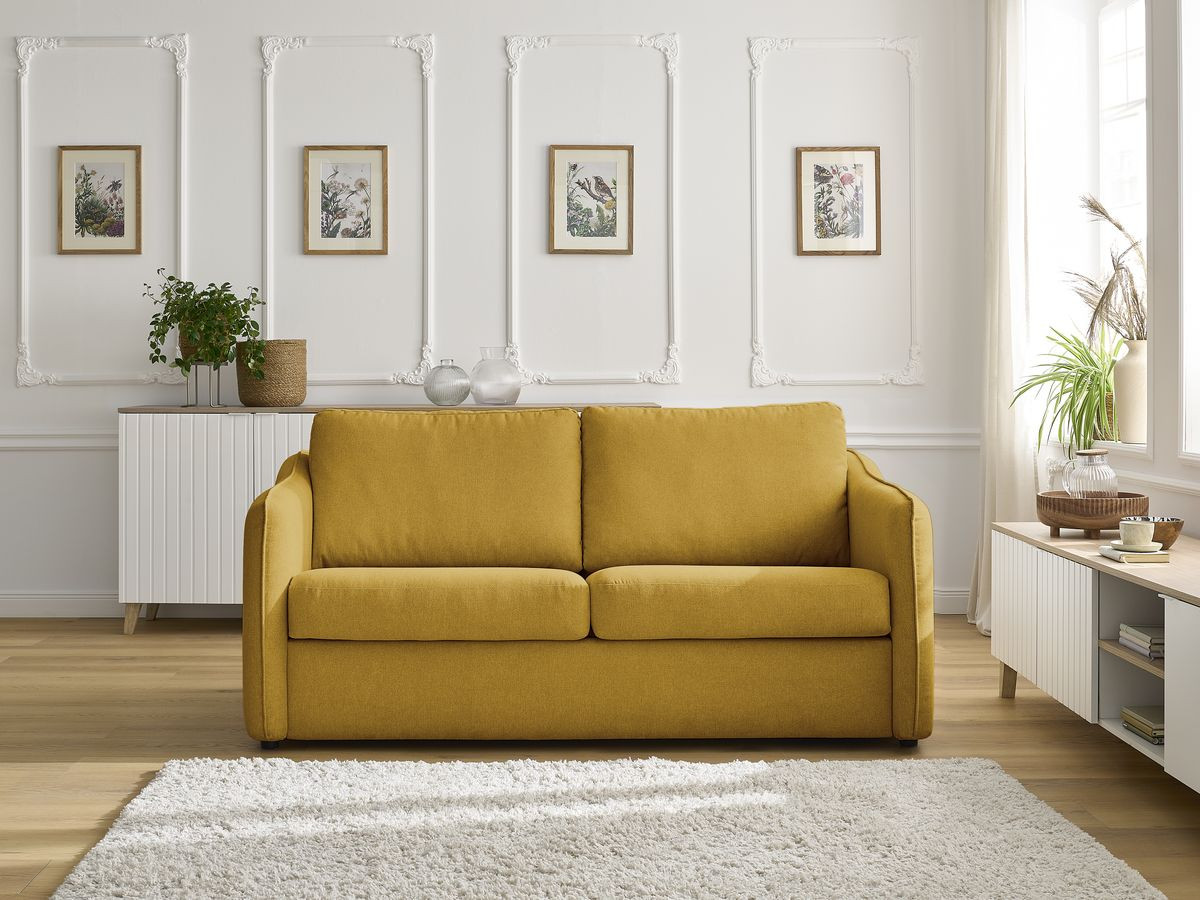 Bobochic Lenny Schlafsofa 3-Sitzer Stoff Gelb