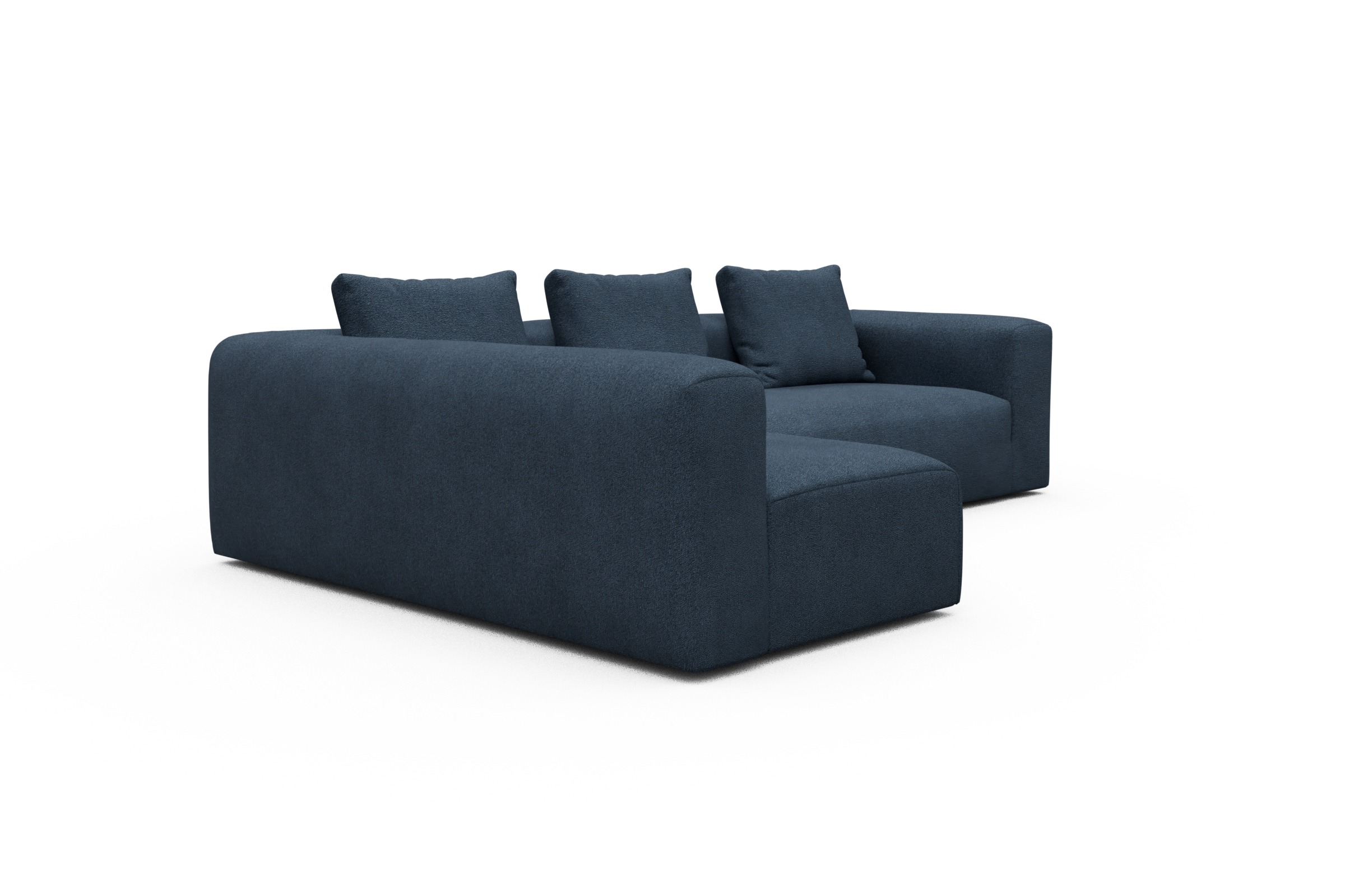 Ecksofa Fred 2x 2,5-Sitzer links offen Boucle-Blue