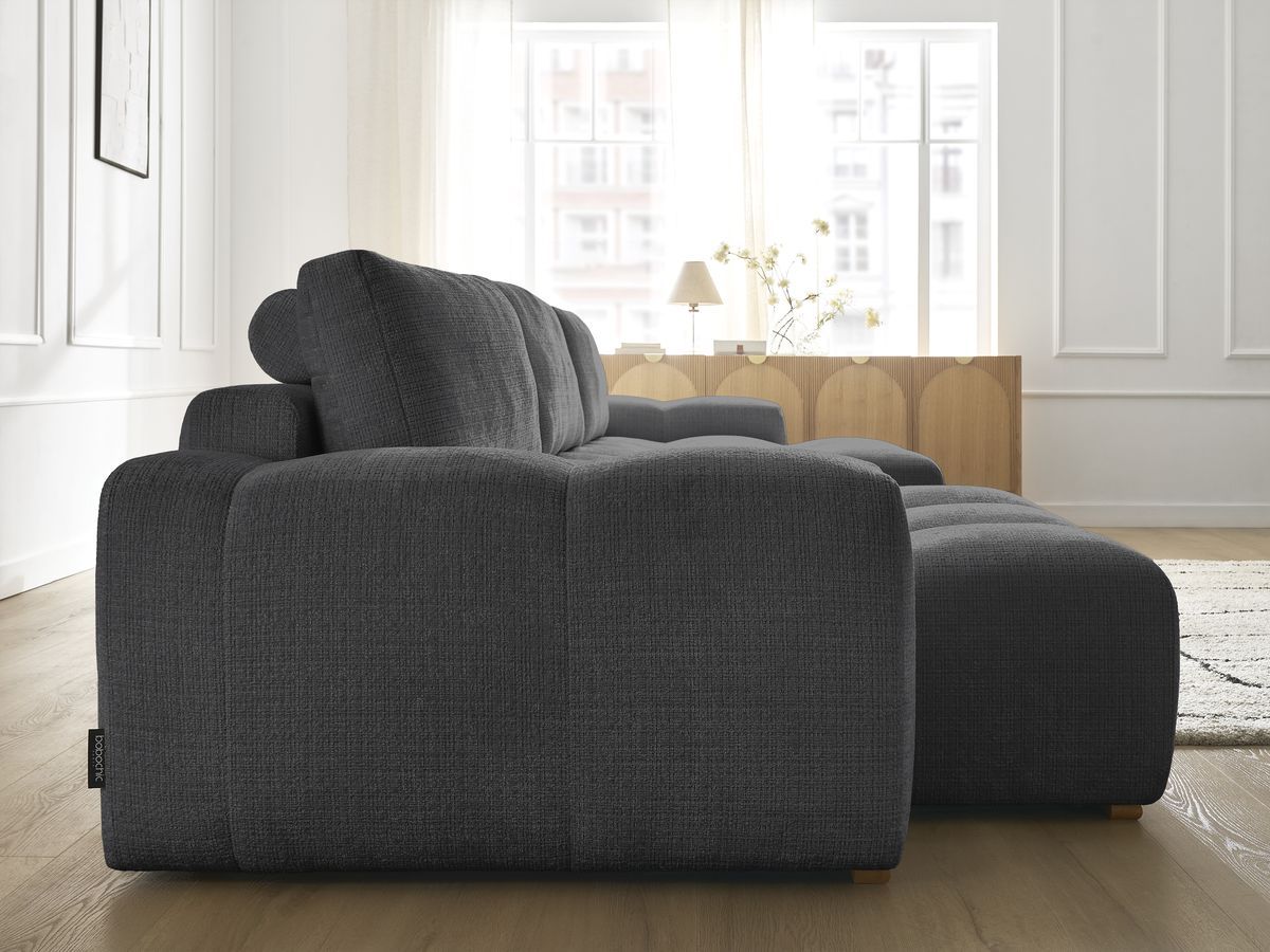 Bobochic Anakin Wohnlandschaft, Liegefläche 137 × 382 cm, 3 Kissen Strukturstoff Schwarz
