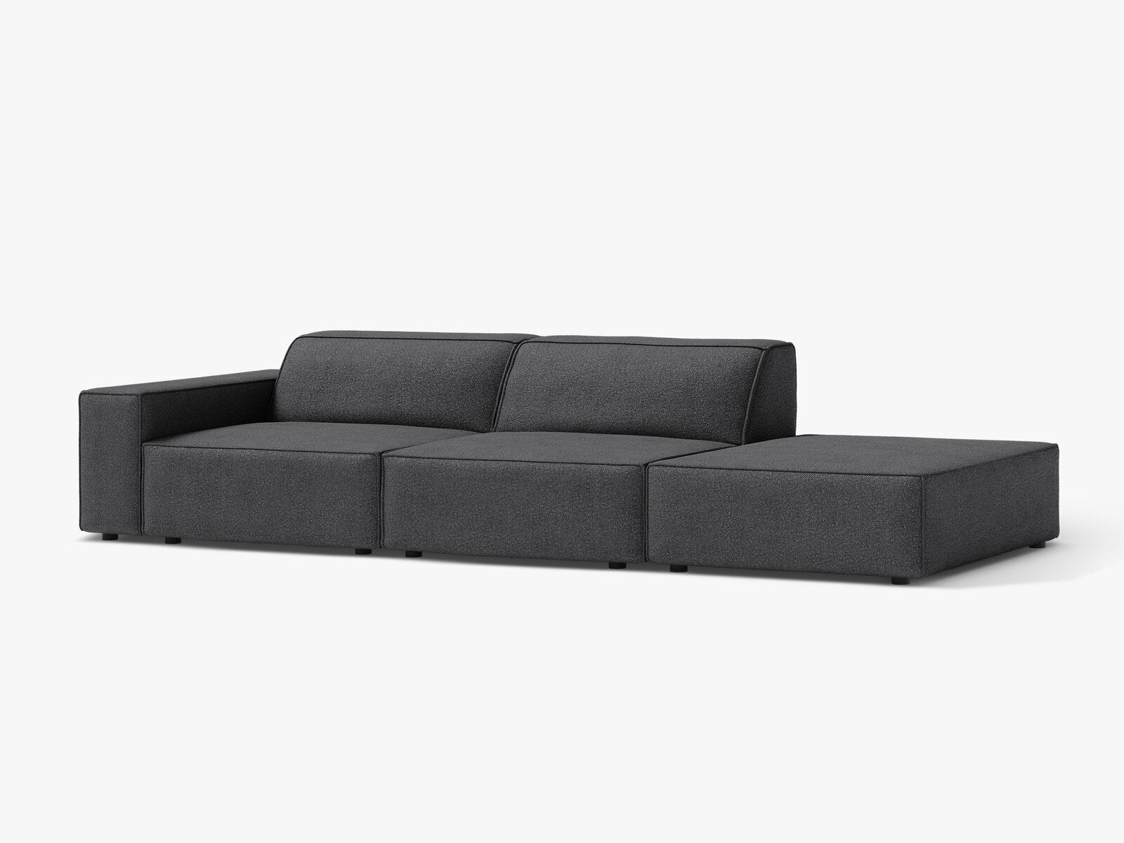 Micadoni Sofa Jodie 3-Sitzer Rechts Boucle Baloo Dunkelgrau