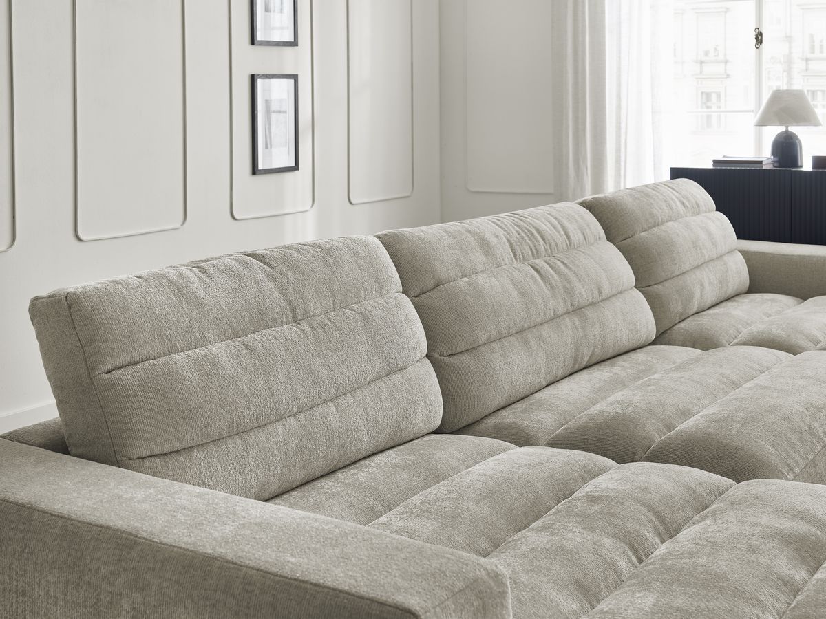 Bobochic Sierra Wohnlandschaft mit Pouf Strukturstoff Taupe
