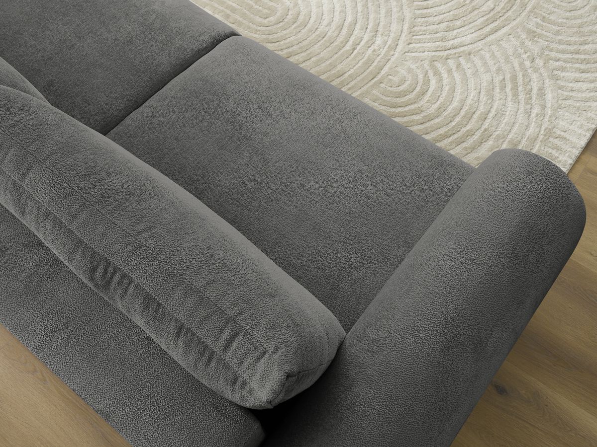 Bobochic Lucien Schlafsofa 3-Sitzer mit Bettkasten Stoff Dunkelgrau