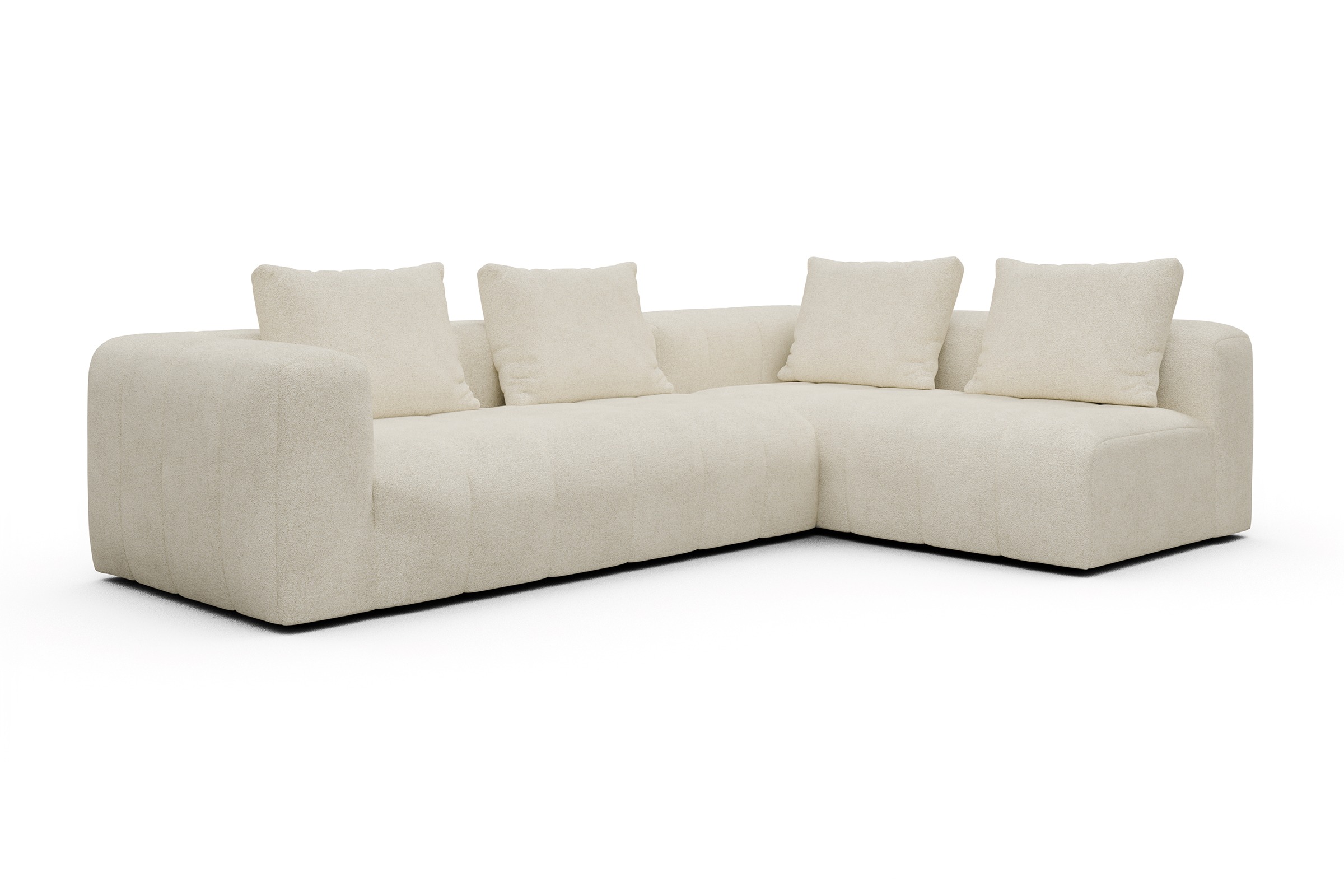 Ecksofa Hugo 2x 2,5-Sitzer Armlehne links Boucle-Off-White