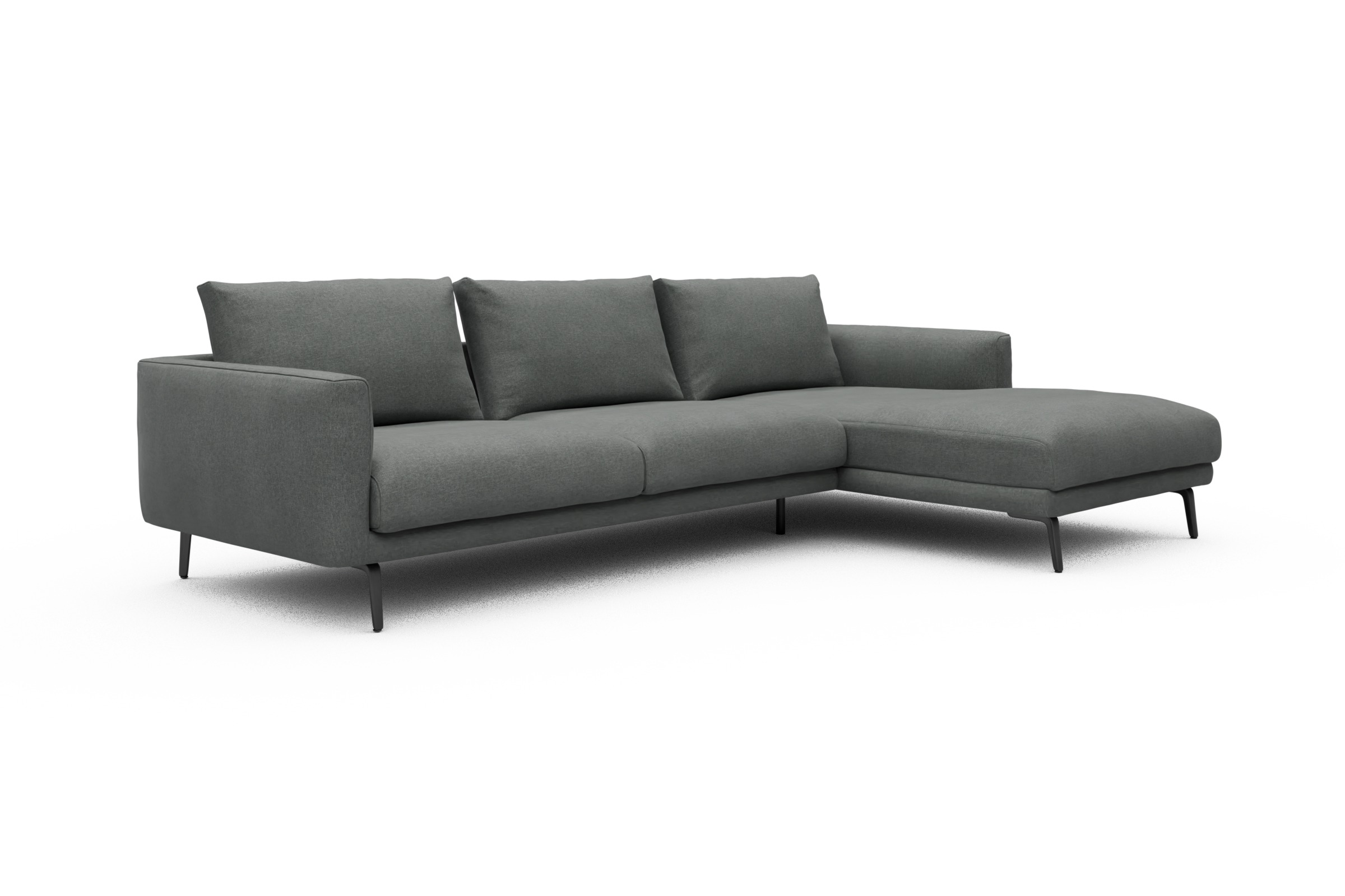 Ecksofa Karl Chaiselongue rechts mit 2,5-Sitzer Satya-Steel