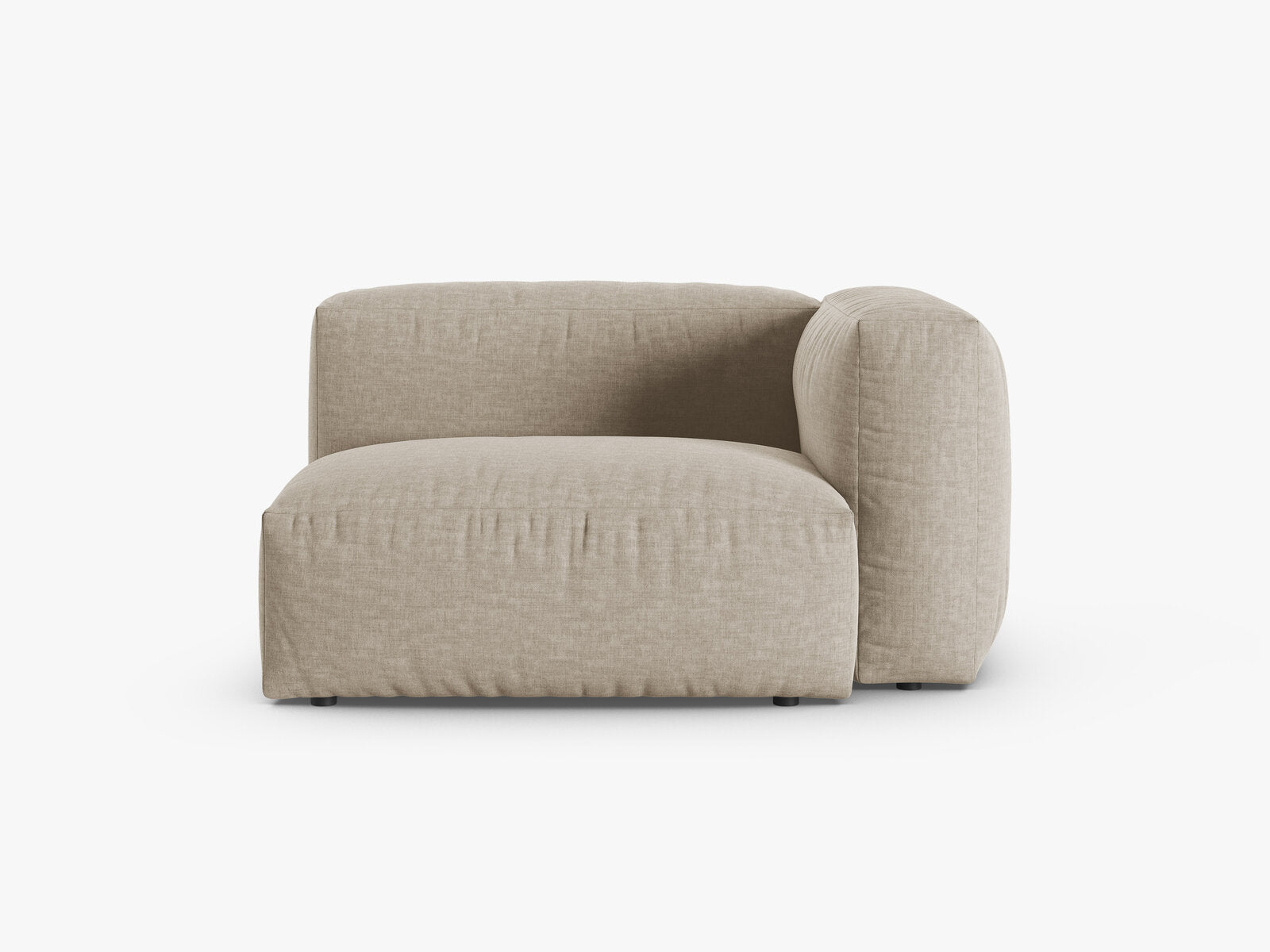 Micadoni Eckmodul mit Armlehne Martina 1-Sitzer 90cm Sitztiefe Rechts Strukturierter Stoff Boston Helles Beige