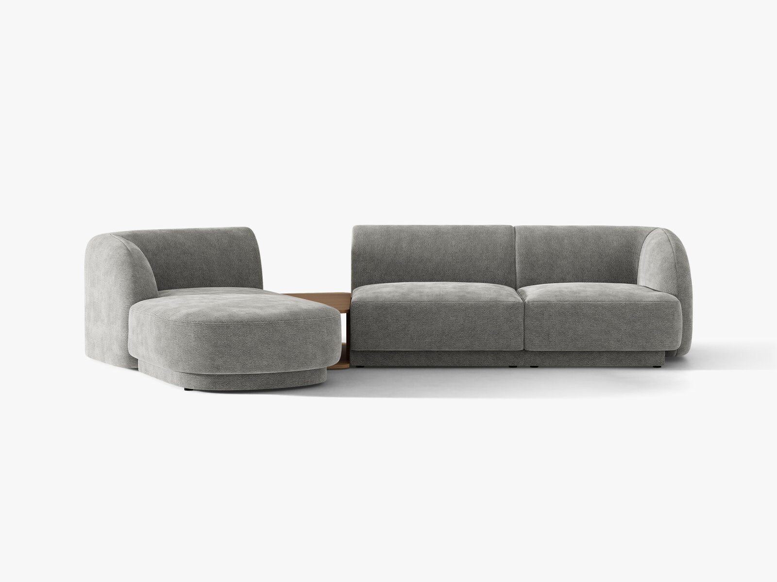 Micadoni Modulares Sofa Miley mit Recamiere 3-Sitzer Links Chenille Eden Hellgrau