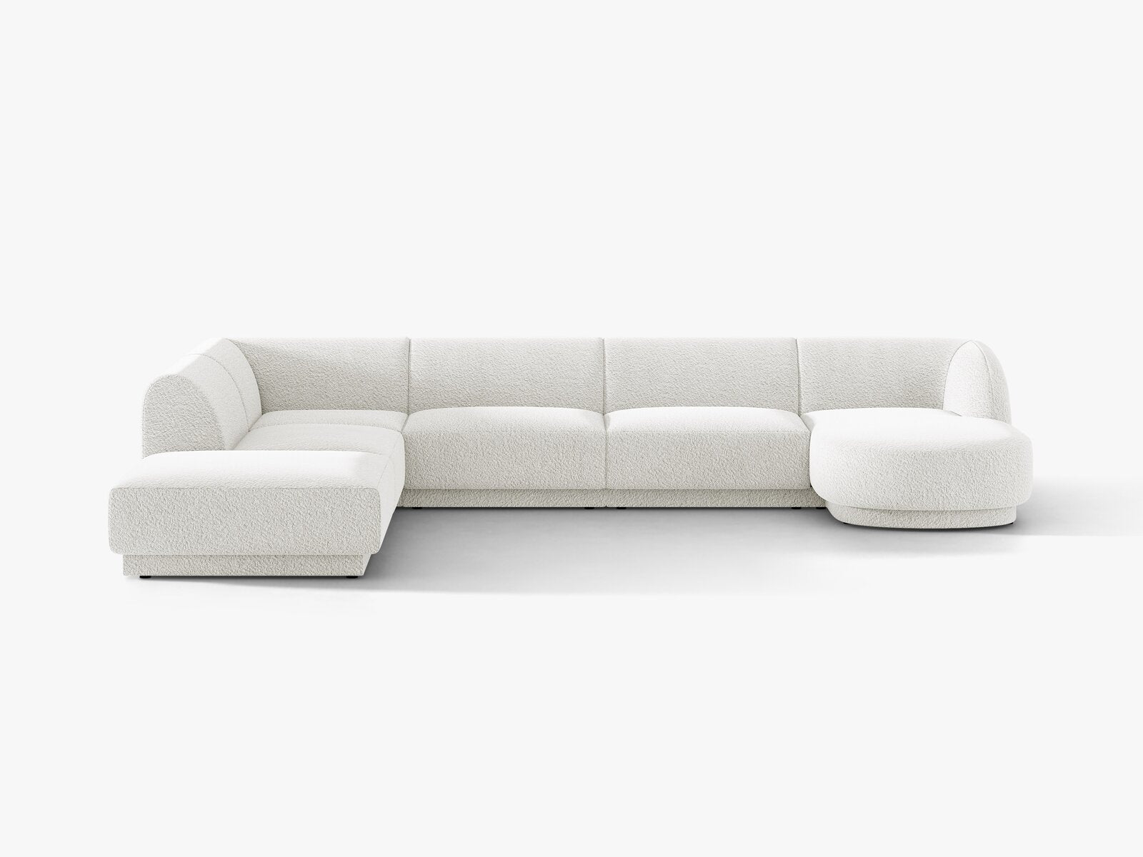 Micadoni Panorama-Ecksofa Miley 6-Sitzer Links Boucle Baloo Weiß