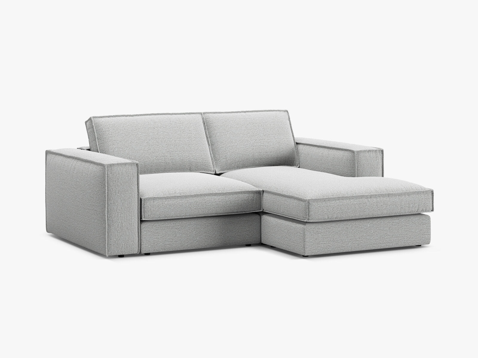 Micadoni modulares Ecksofa Pola 2-Sitzer kleine Version Rechts Strukturierter Stoff Babel Hellgrau