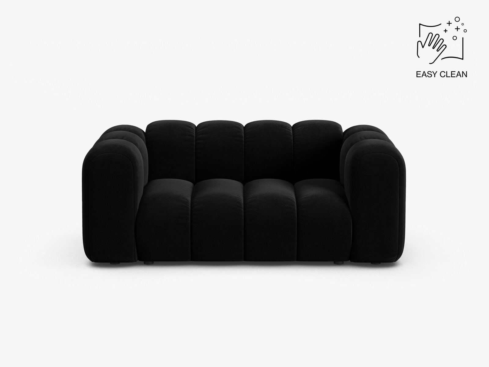 Micadoni Sofa Lupine 2-Sitzer kleine Version Samt Venus Schwarz