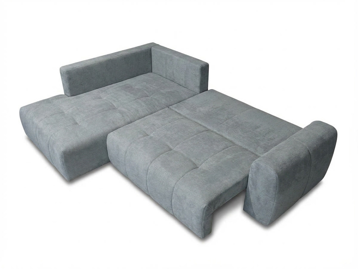 Bobochic Roxelane Ecksofa mit Schlaffunktion und Bettkasten Melange-Stoff Hellgrau Ecke links