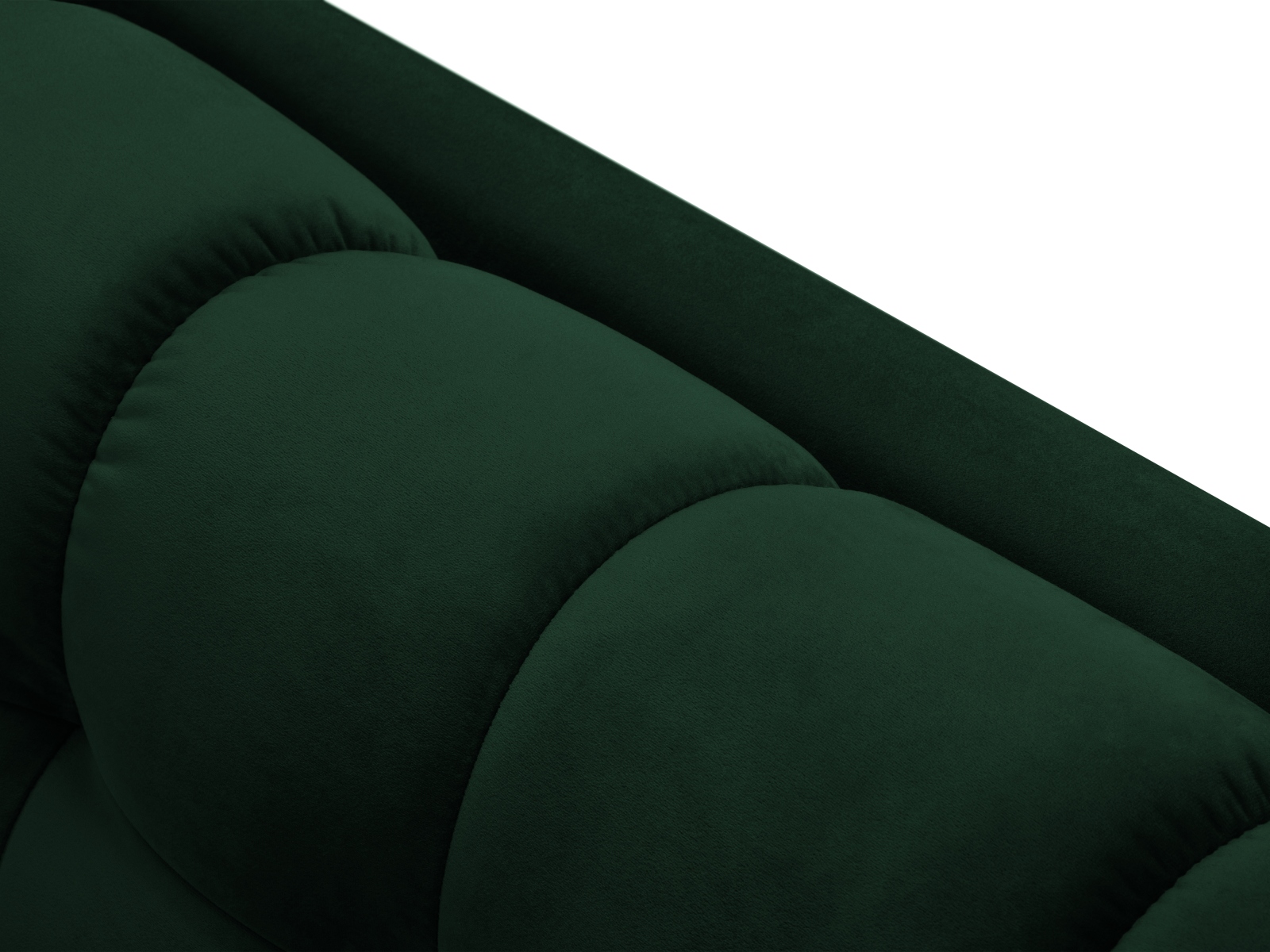 Cosmopolitan Design Ecksofa Bali 5-Sitzer Samt Bluvel Flaschengrün Rechts Beine Schwarzes Metall