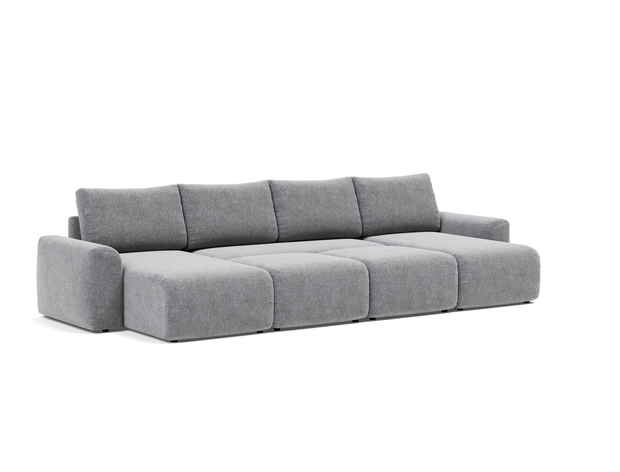 Schlafsofa Norum U-Form mit Chunky-Armlehnen Strukturierter Stoff Twist 565-Granite