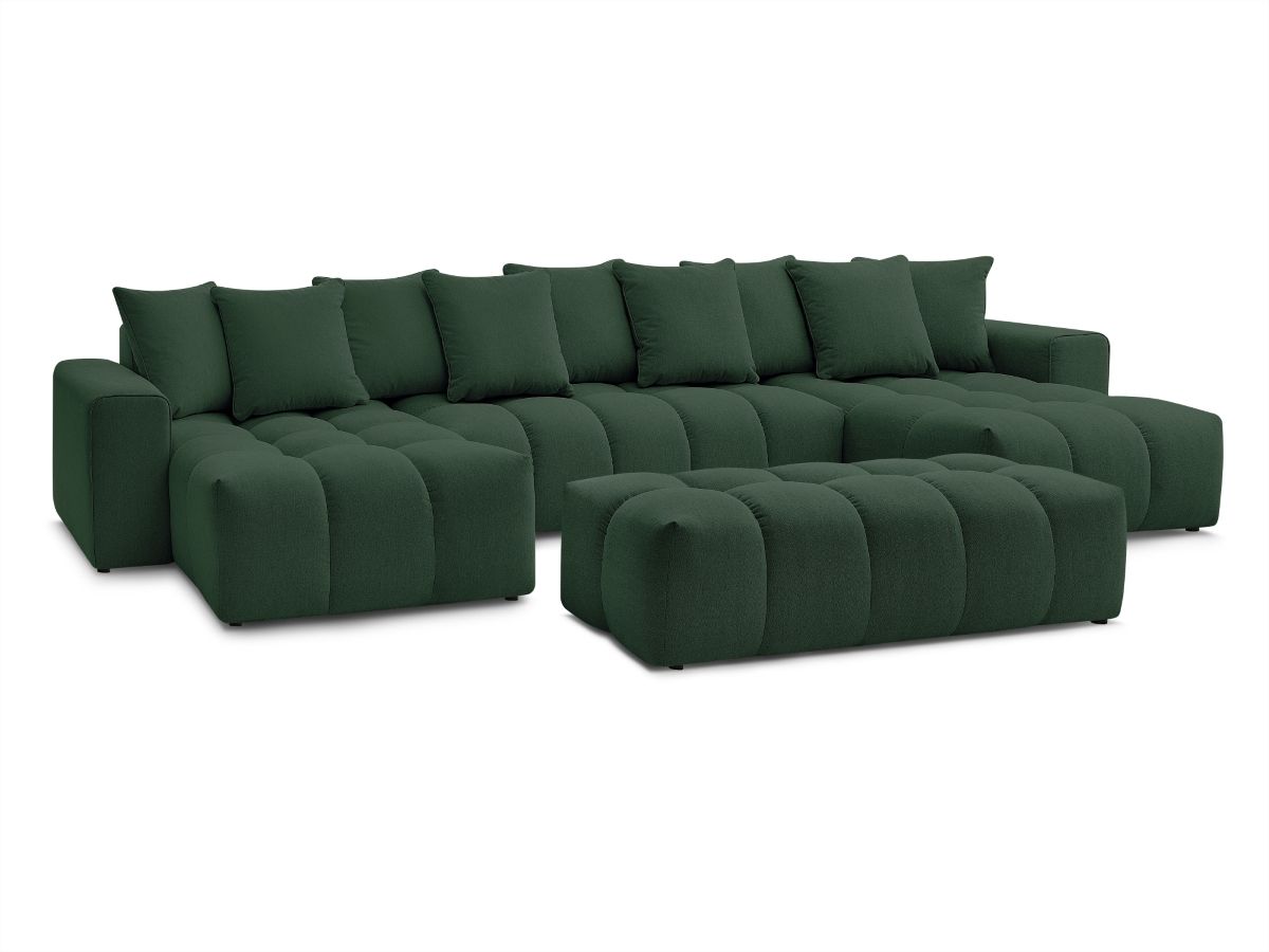 Bobochic Mont-blanc Wohnlandschaft mit Pouf Melange-Stoff Grün