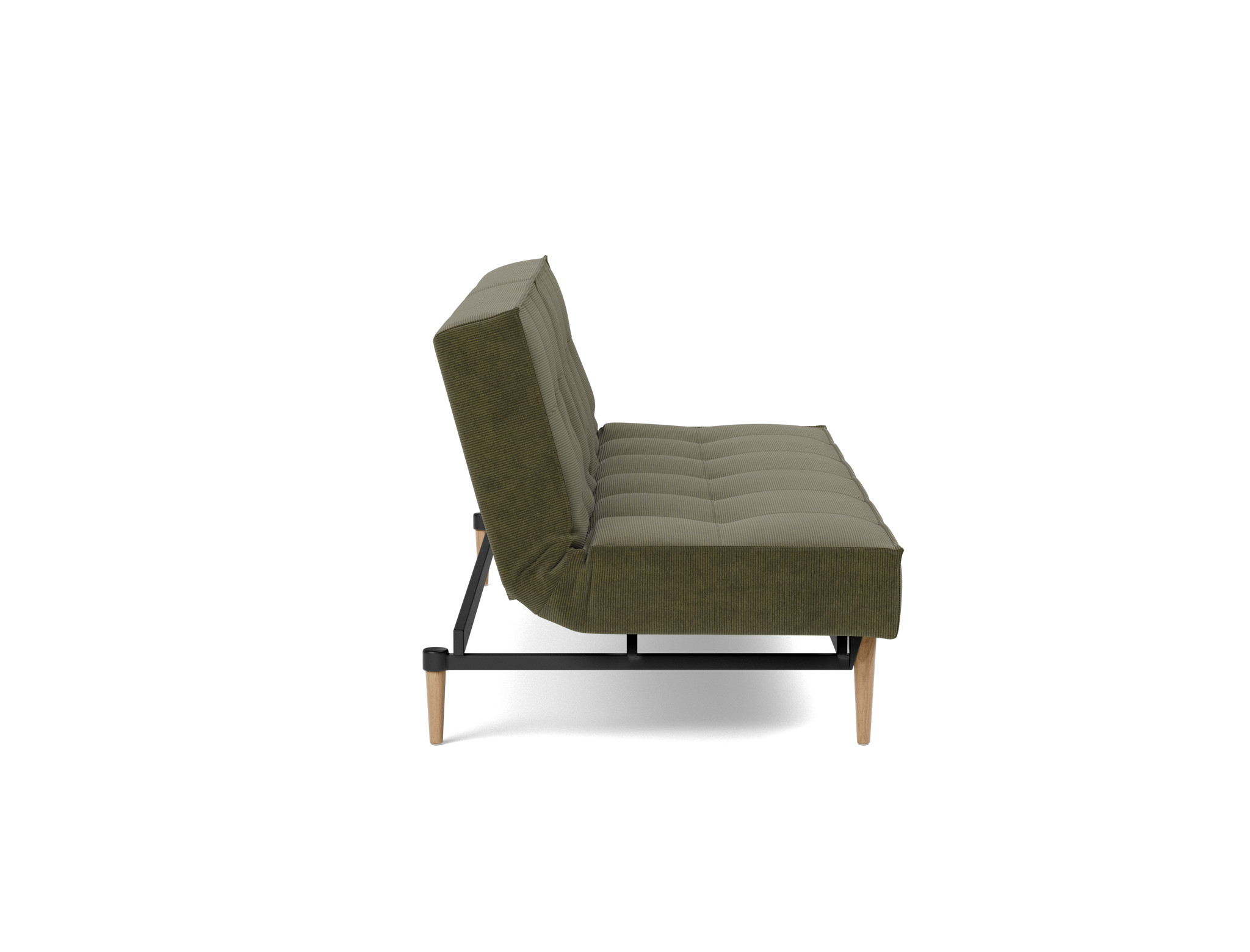 Schlafsofa Splitback Kord Cordufine 316-Pine-Green Beine Styletto Eiche hell