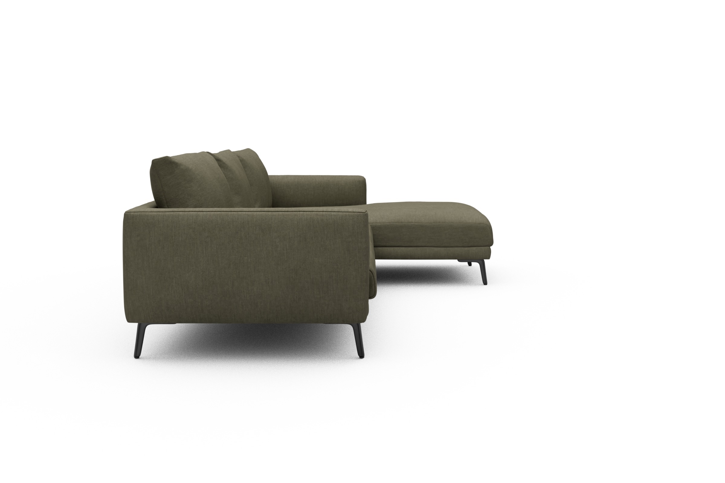 Ecksofa Karl Chaiselongue rechts mit 2,5-Sitzer Vivus-Dusty-Olive