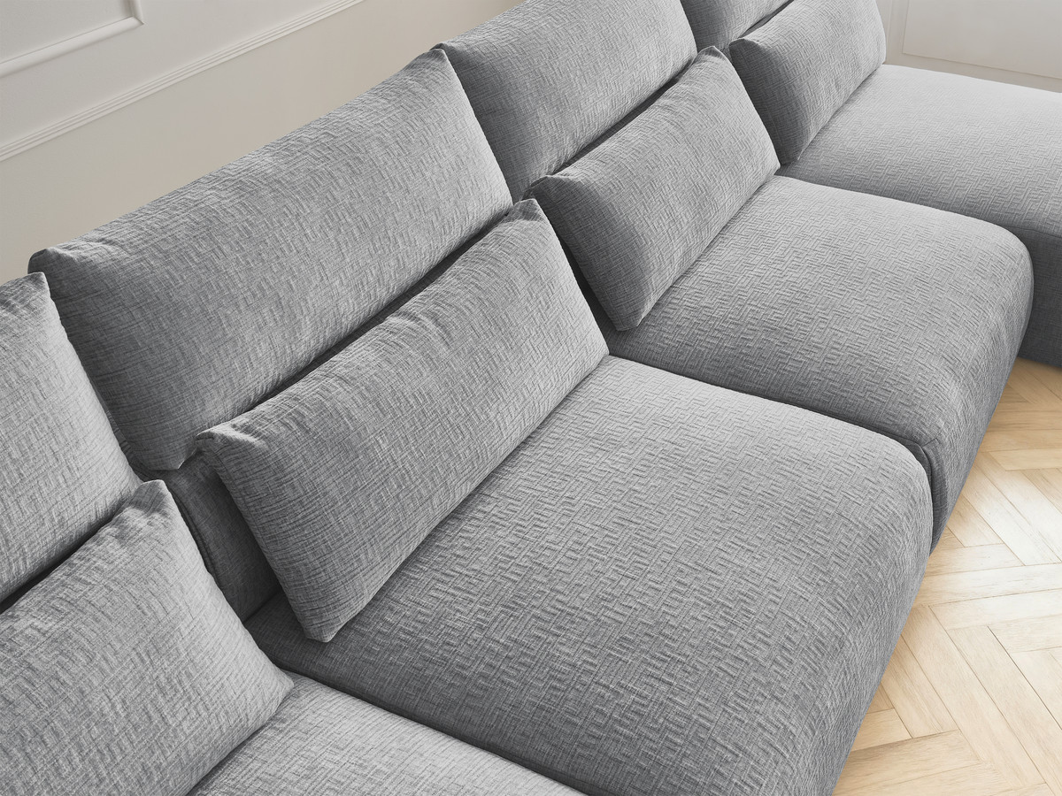 Bobochic Jana Wohnlandschaft mit kleinem Pouf Strukturstoff Dunkelgrau
