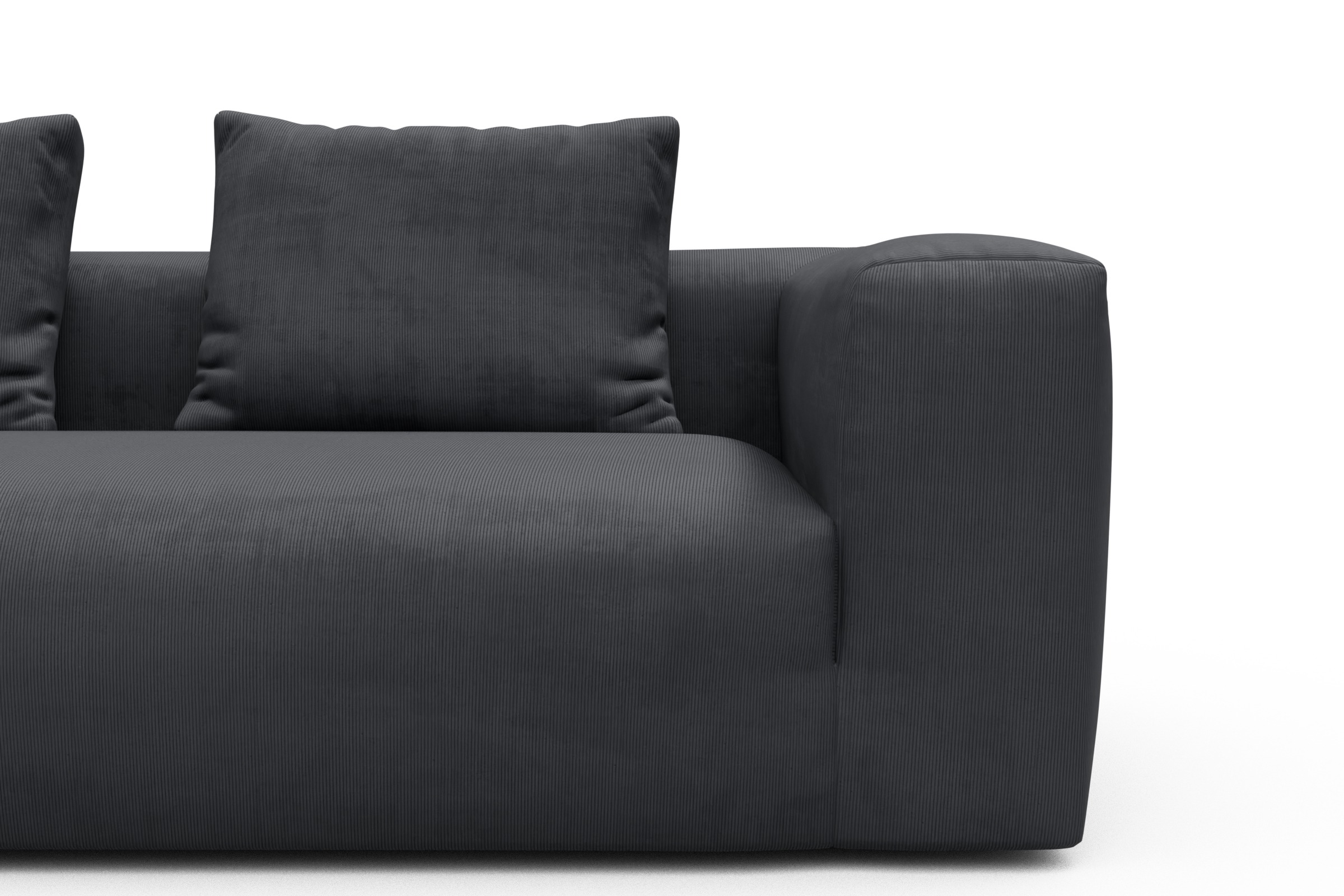Wohnlandschaft Fred mit 2-Sitzer und Chaiselongue beidseitig Cordufine-Slate-Grey
