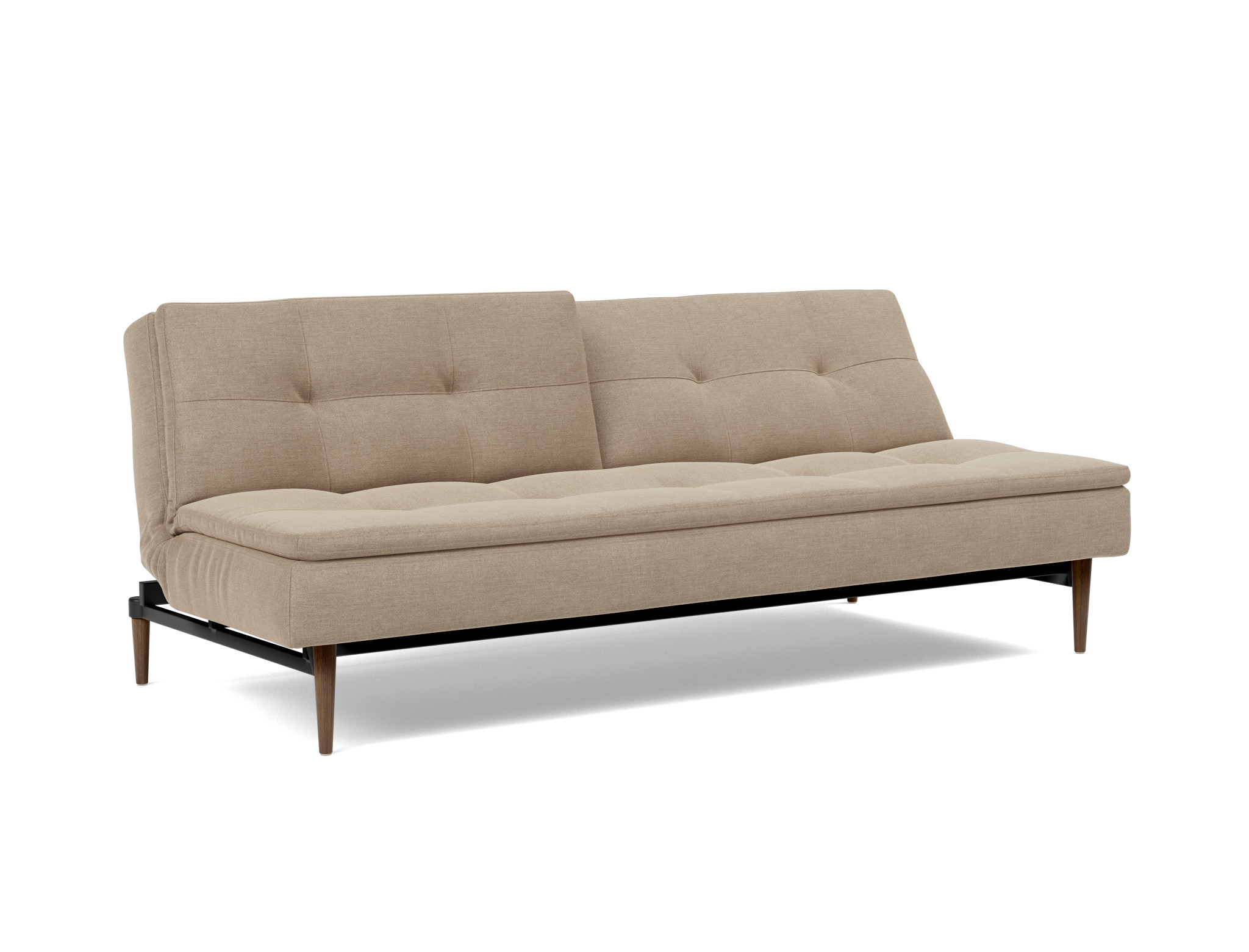 Schlafsofa Dublexo Flachgewebe Phobos 587-Mocha Beine Styletto Eiche dunkel