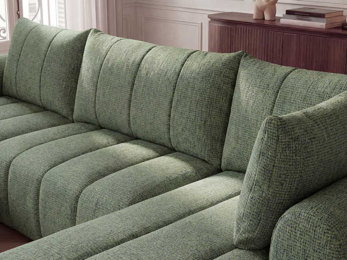 Bobochic Nesty Wohnlandschaft mit Pouf Melange-Stoff Hellgrün Ecke links