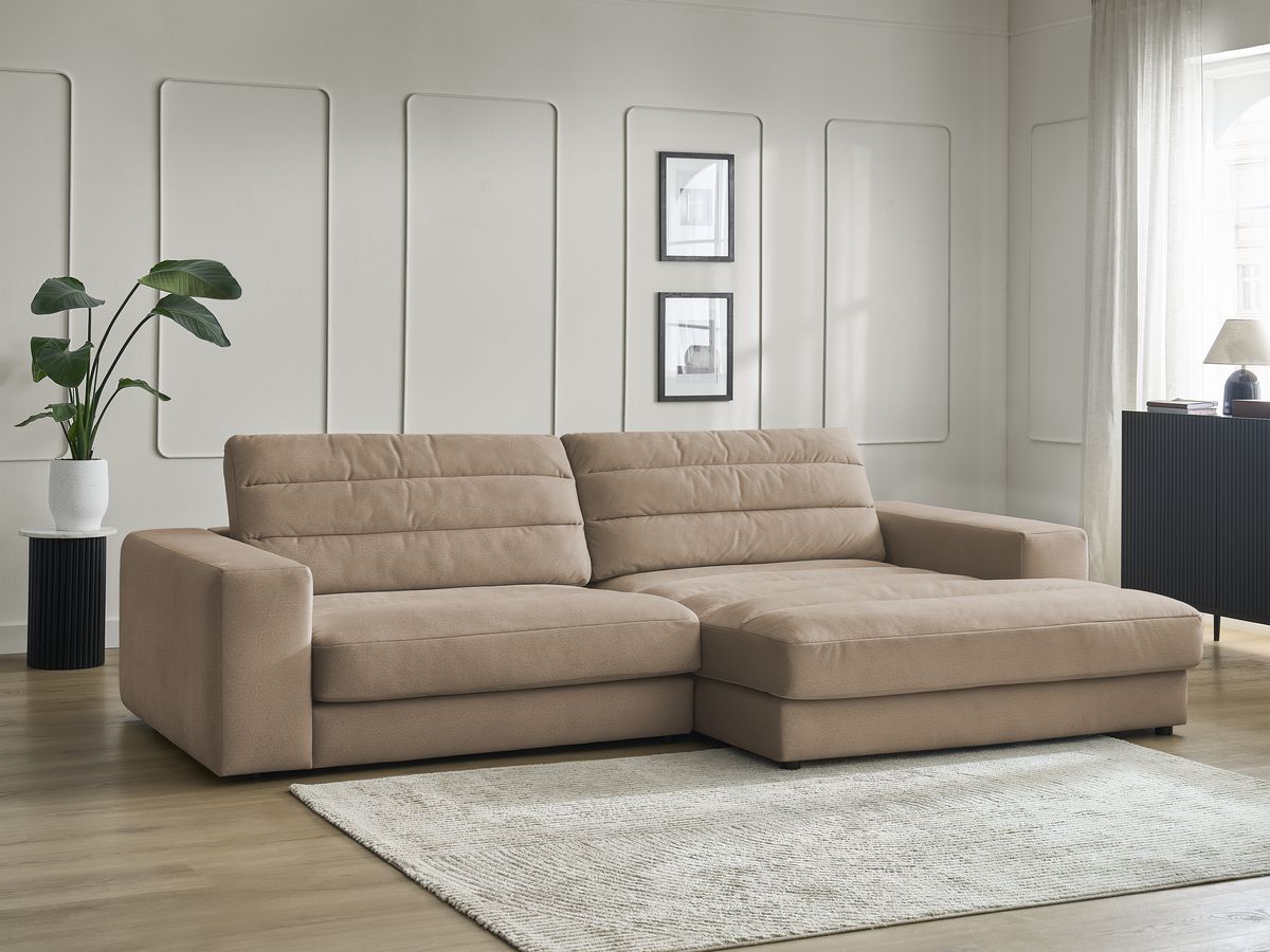 Bobochic Sierra Ecksofa Samt Taupe Ecke rechts