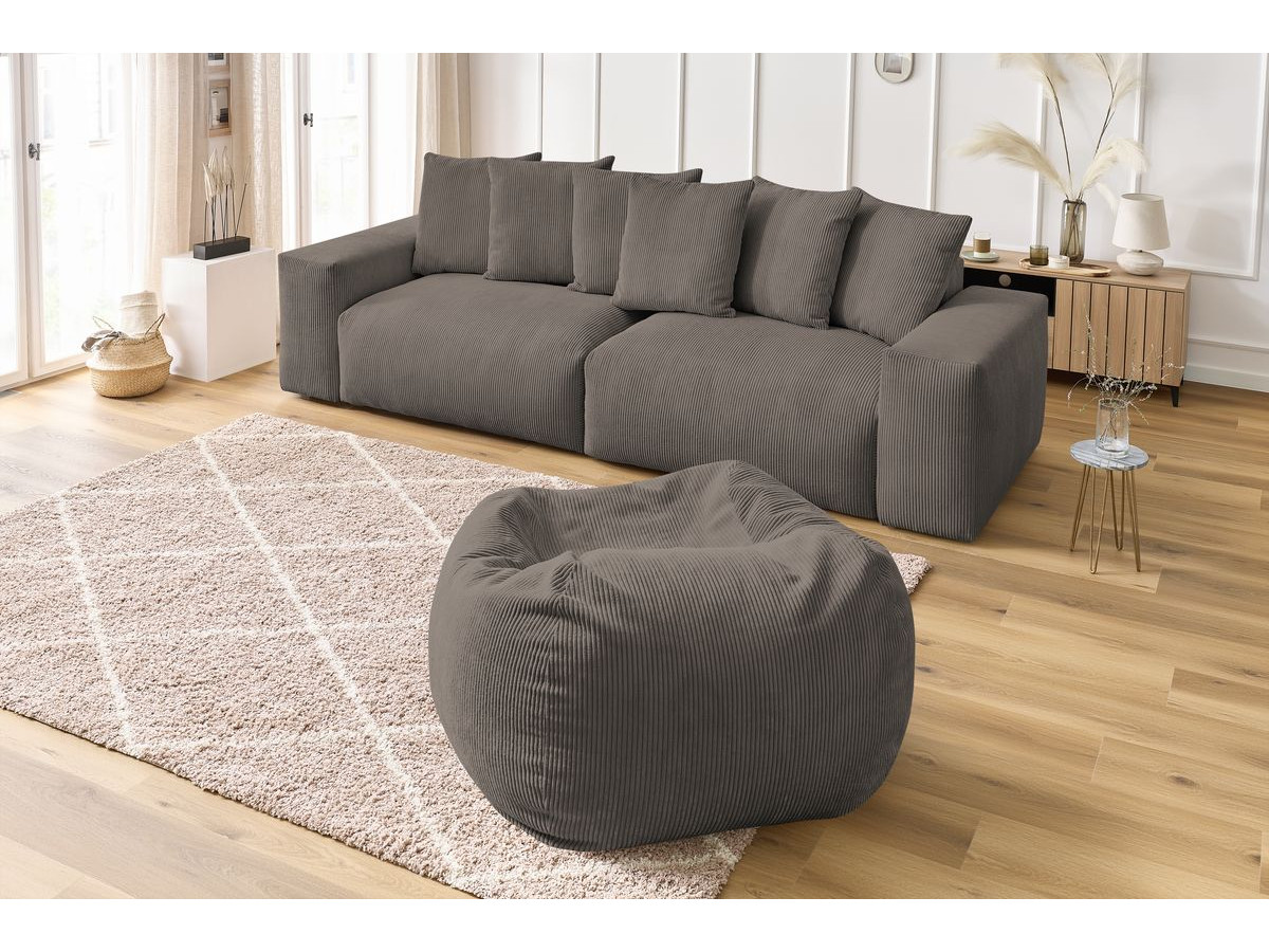 Bobochic Voltaire Sofa 5-Sitzer mit Pouf Cordsamt Taupe
