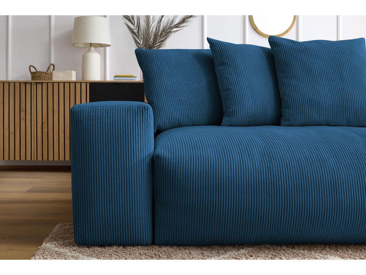 Bobochic Voltaire Schlafsofa 3-Sitzer mit Bettkasten Cordsamt Dunkelblau