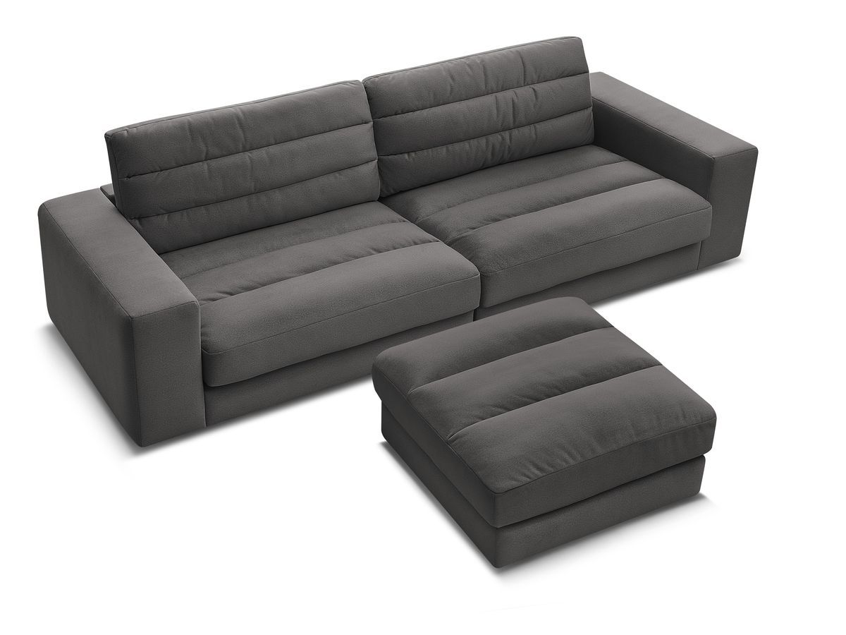 Bobochic Sierra Sofa 4-Sitzer mit Pouf Samt Schwarz