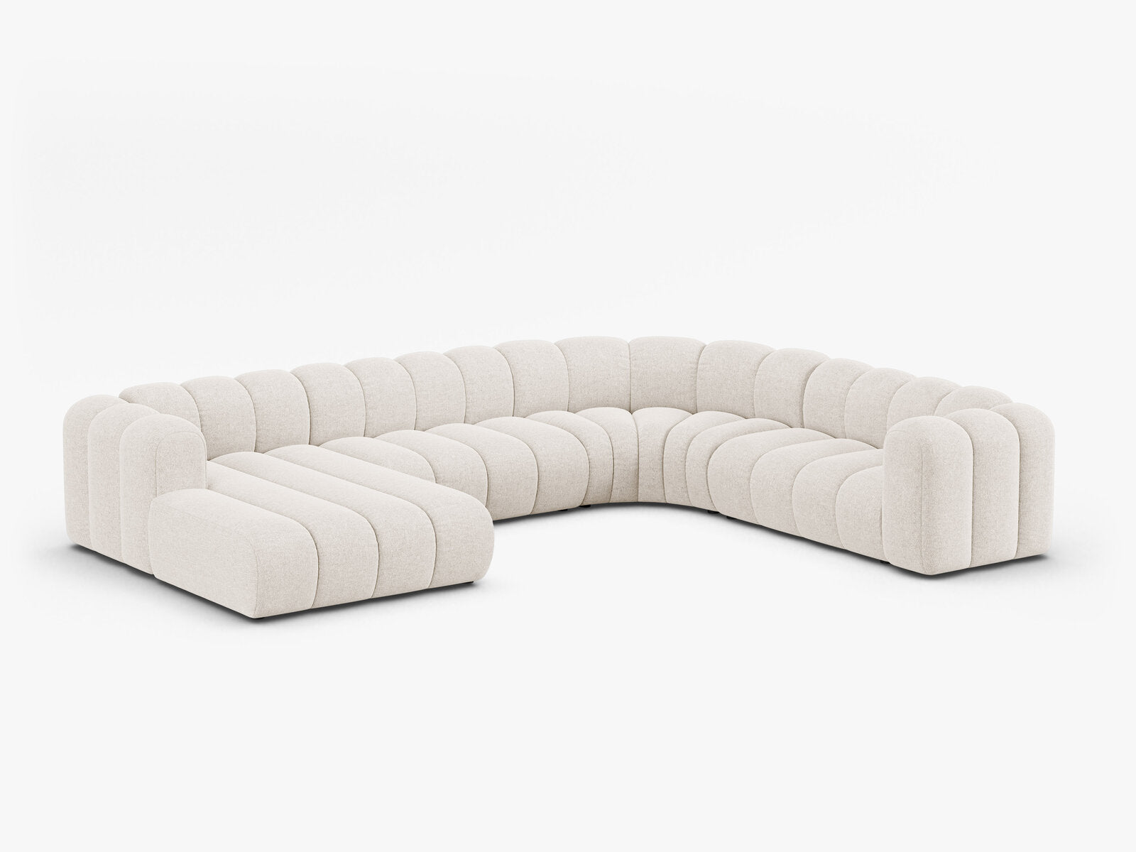 Micadoni Modulares Panorama Ecksofa Lupine 6-Sitzer Rechts Chenille Eden Helles Beige