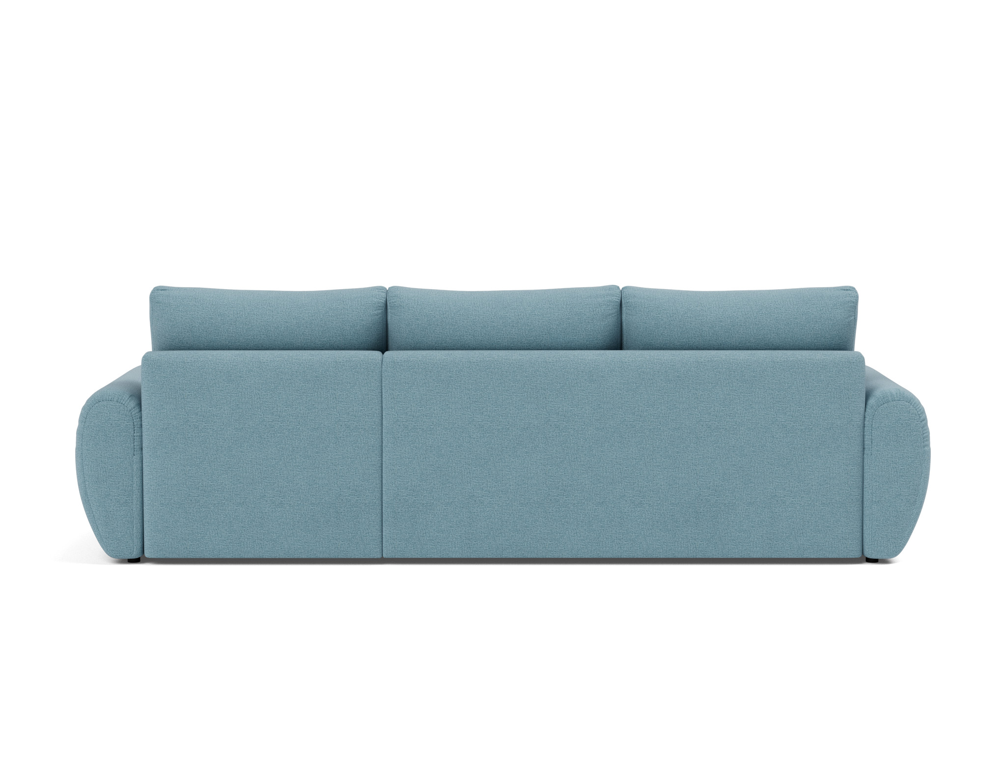 Schlafsofa Norum mit Chaiselongue und Curve-Armlehnen Flachgewebe Mixed Dance 525-Light-Blue