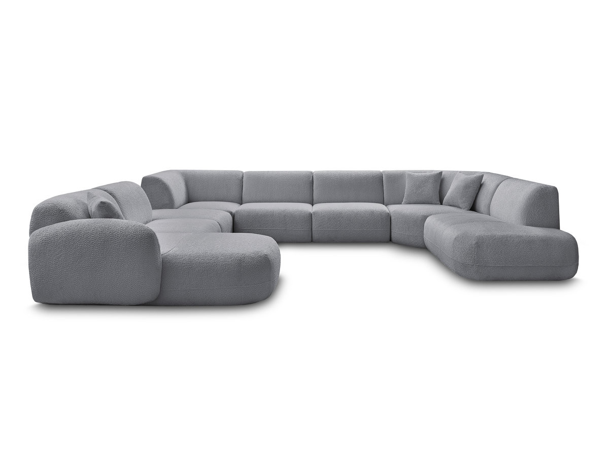 Bobochic Anda Wohnlandschaft mit Pouf 396 × 357 cm Chenille Grau Ecke links