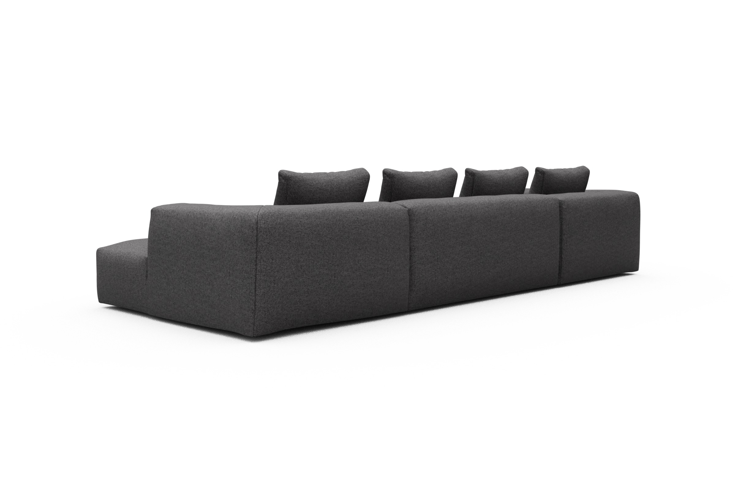 Wohnlandschaft Fred Relax-Ecke links mit 2-Sitzer und Chaiselongue rechts Strukturierter Stoff Sama 337-Anthracite
