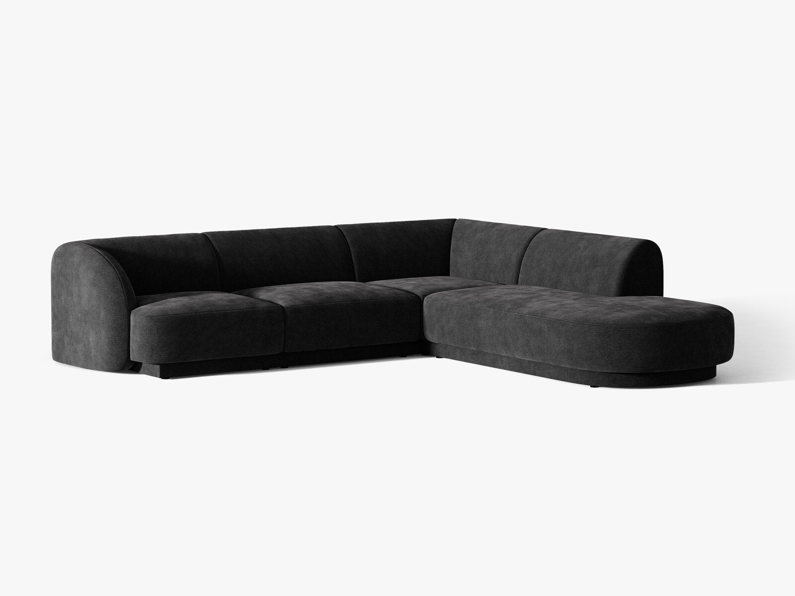 Micadoni Ecksofa Miley 6-Sitzer Rechts Chenille Haga Schwarz