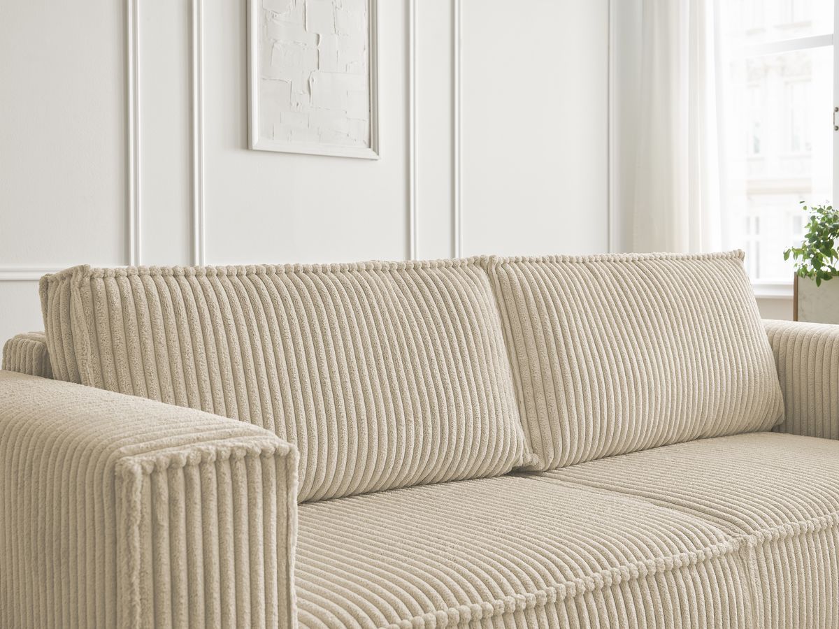 Bobochic Chelsea Sofa 3-Sitzer Breitcord weich Taupe