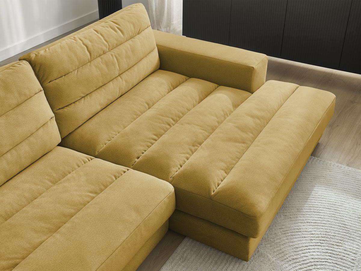 Bobochic Sierra Ecksofa Samt Gelb Ecke rechts