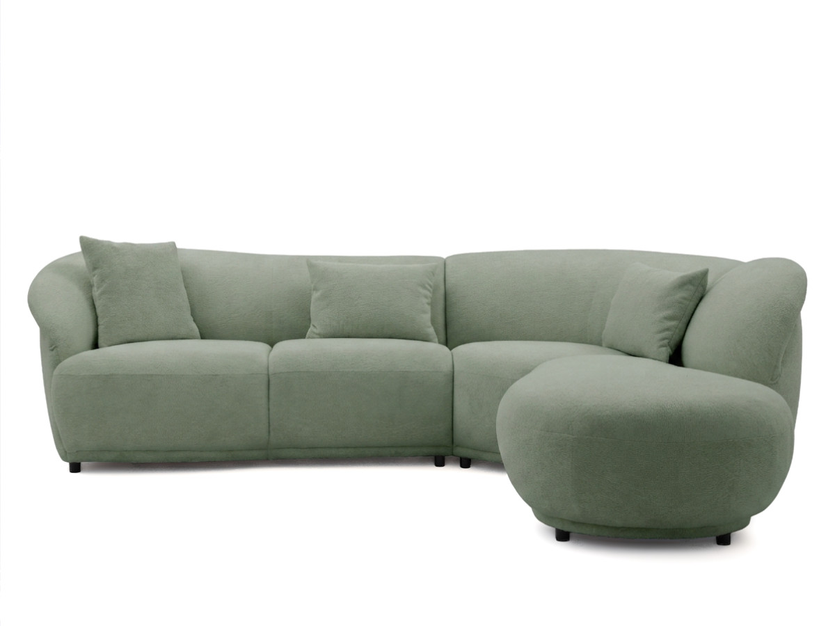 Bobochic Nora Ecksofa Chenille Grün Ecke rechts