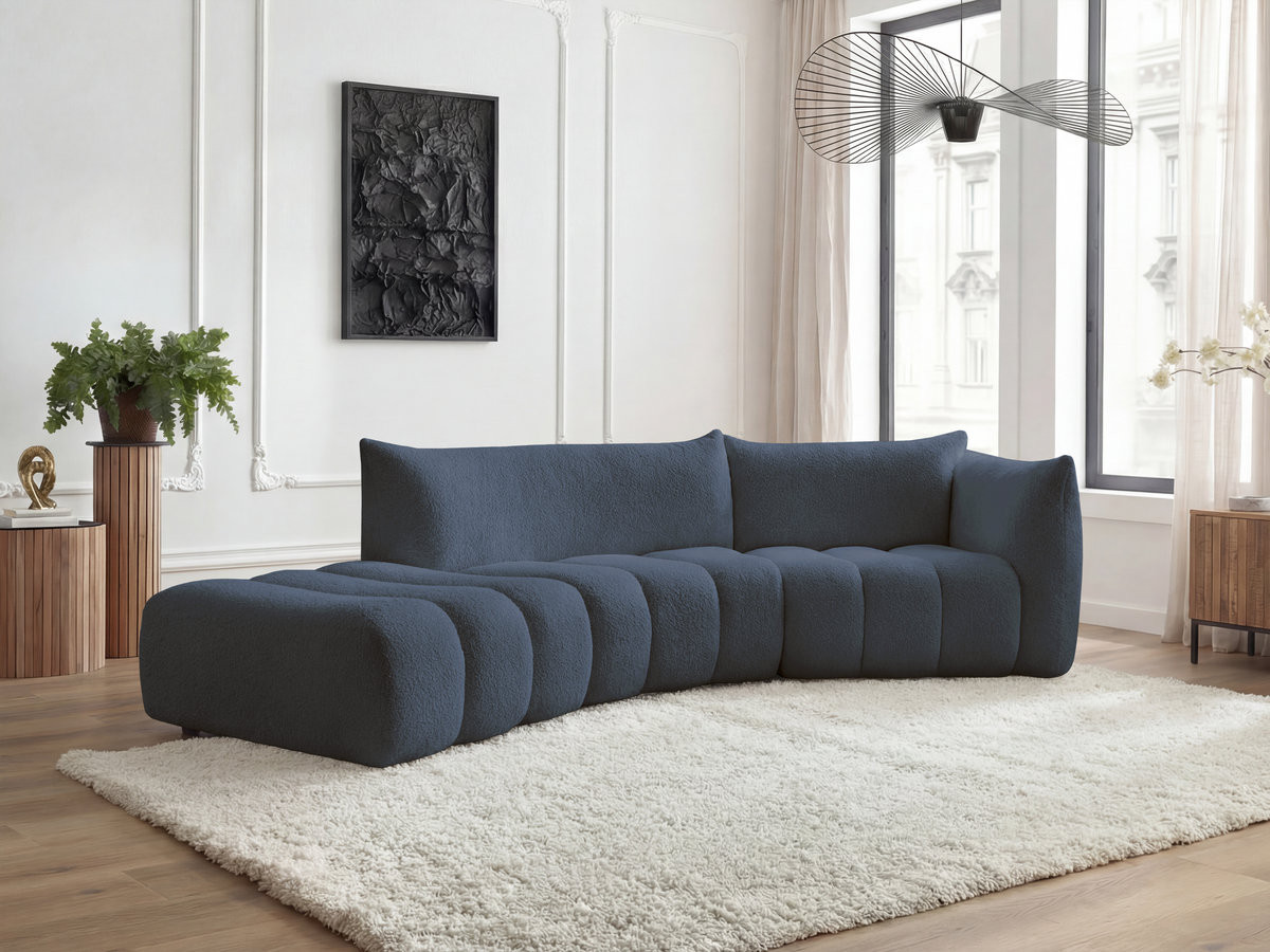 Bobochic Azra Ecksofa 325 × 112 cm Bouclé-Stoff Dunkelblau Ecke rechts