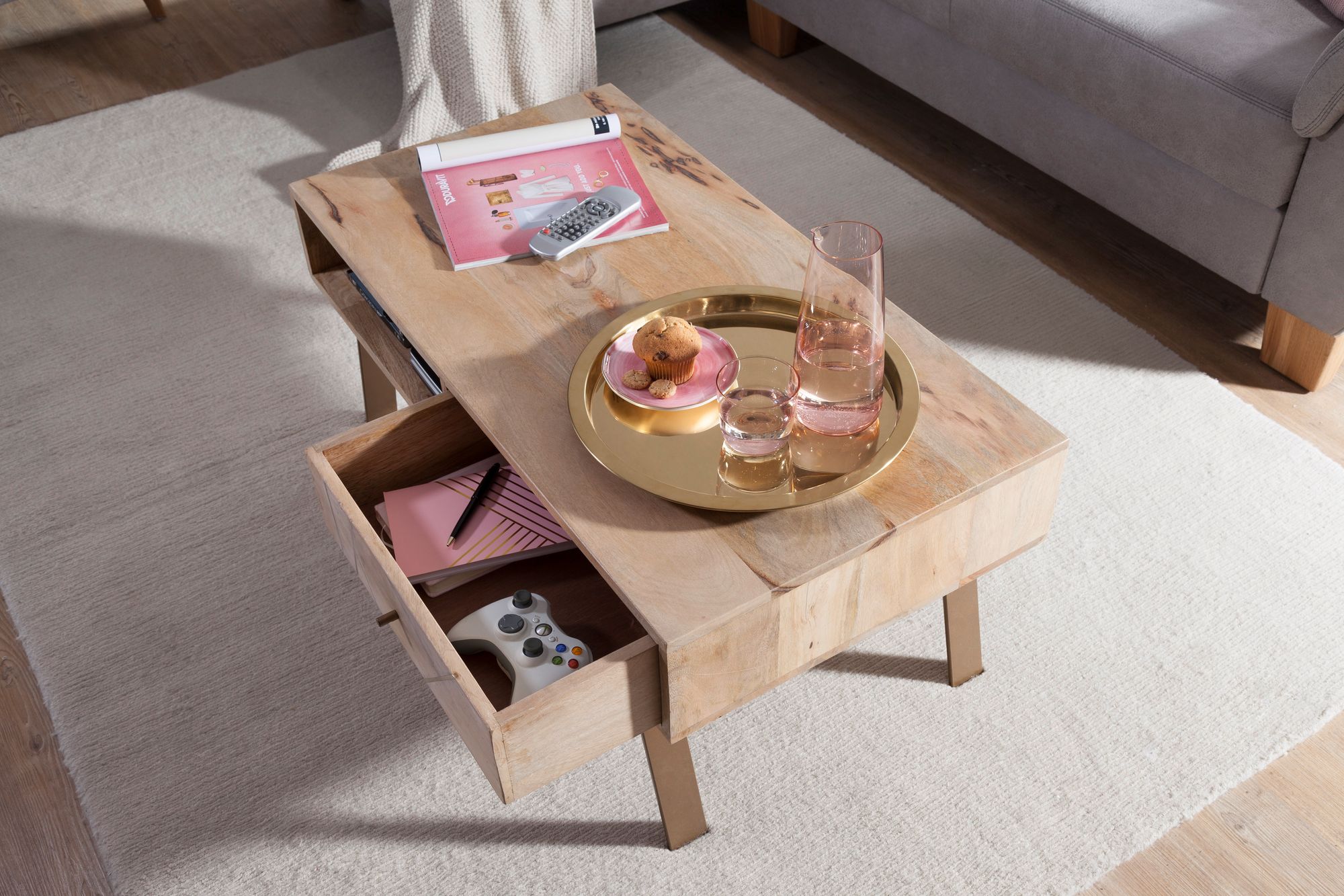 Couchtisch Dale Mango Massivholz 95 × 50 × 42 cm