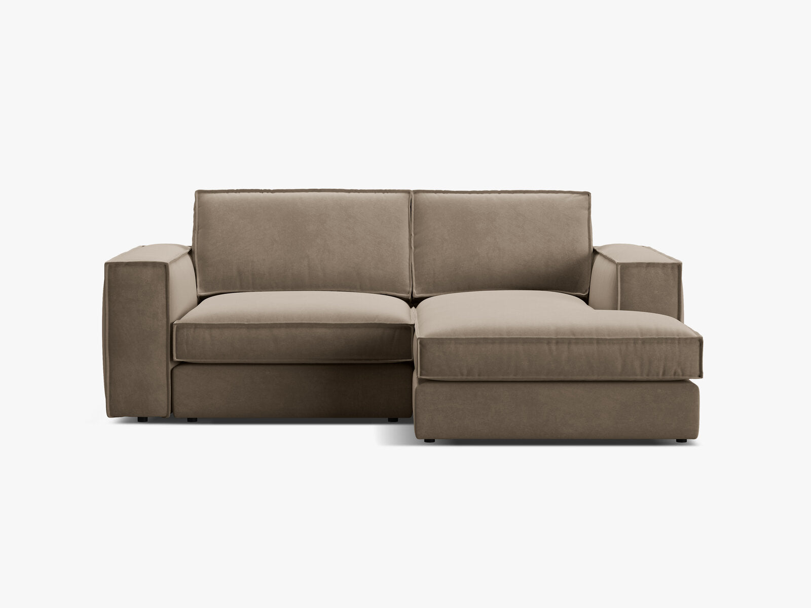 Micadoni modulares Ecksofa Pola 2-Sitzer kleine Version Rechts Samt Salvador Grau Braun