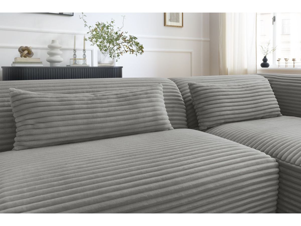 Bobochic Harry Ecksofa Breitcord weich Dunkelgrau Ecke rechts