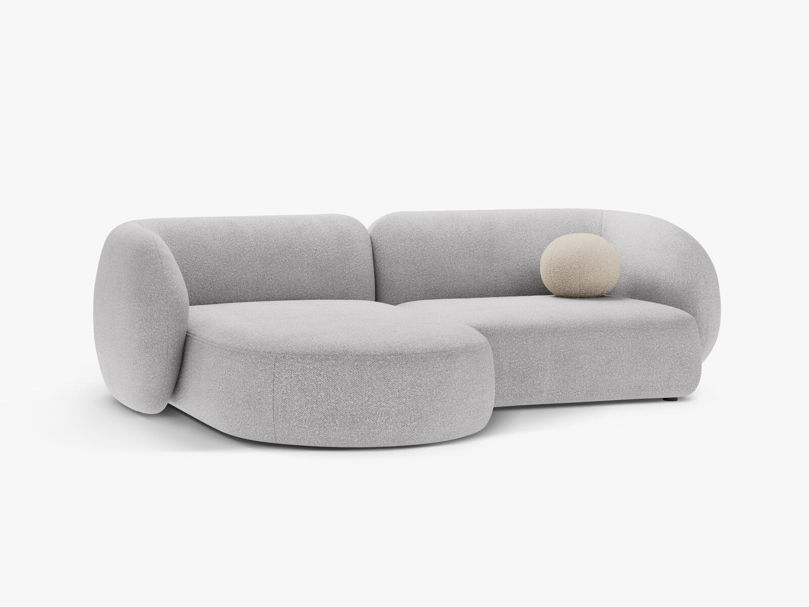 Micadoni Ecksofa Kate 2-Sitzer Links Boucle Baloo Hellgrau